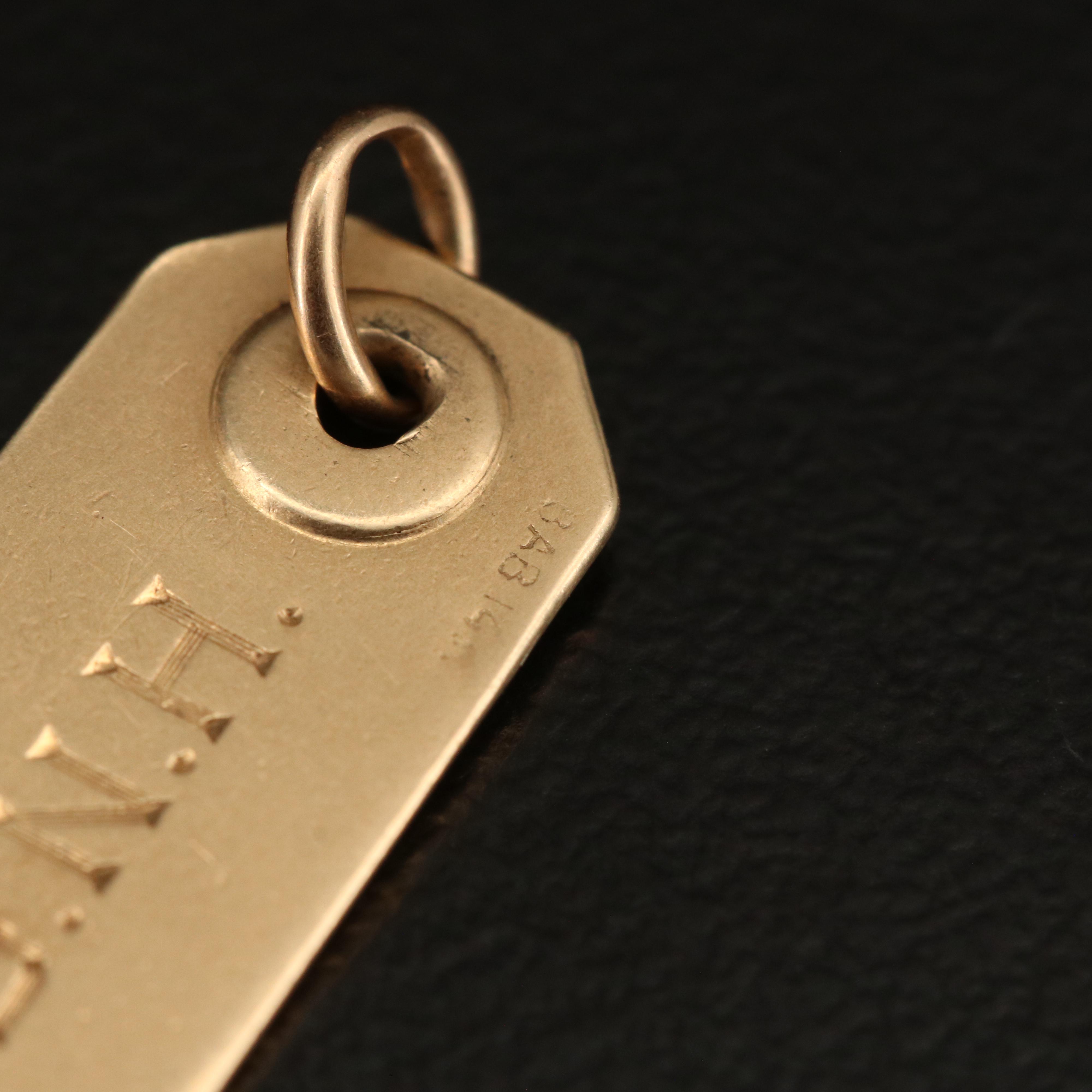 14K Personalized Gift Tag Charm