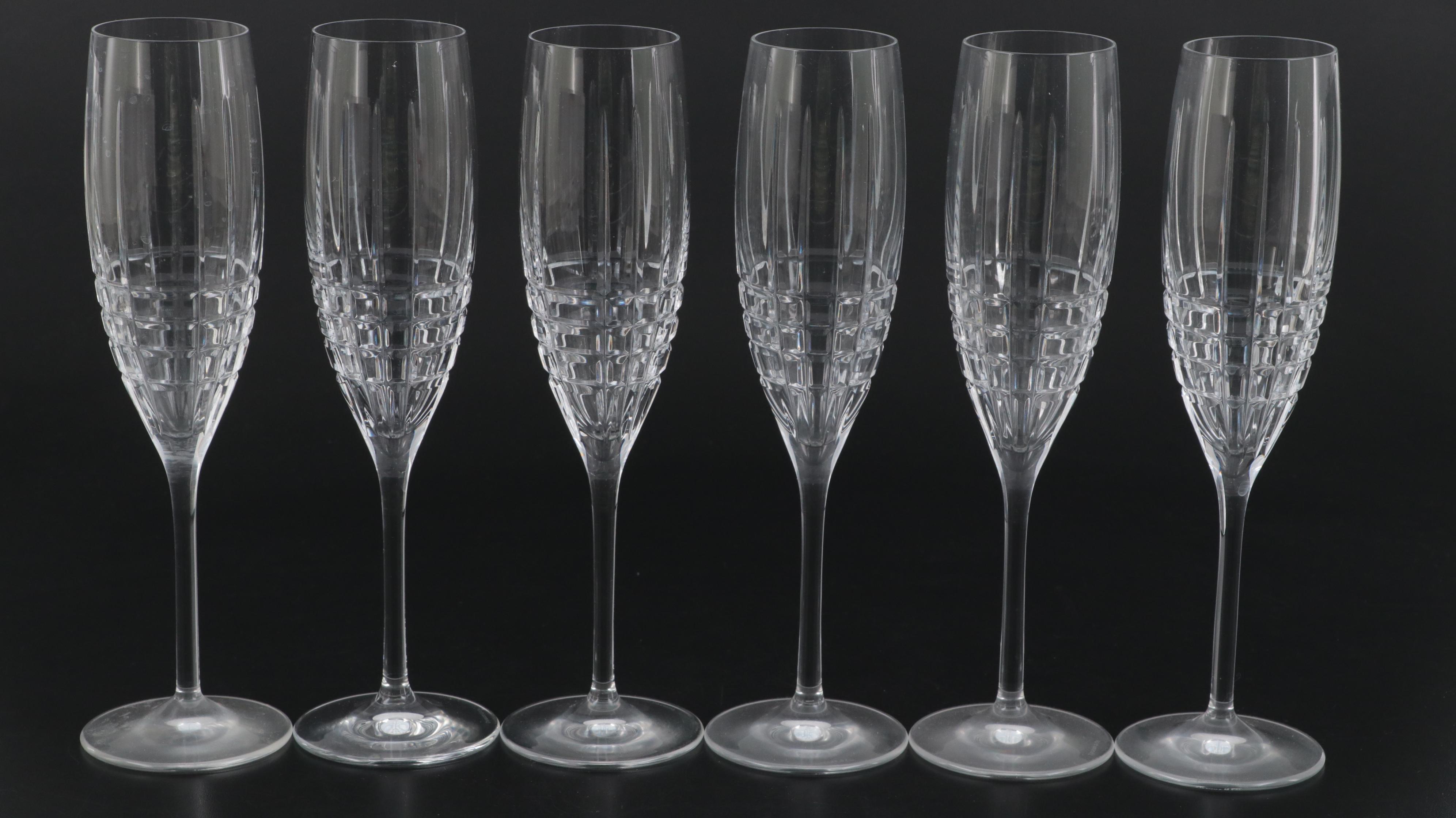 Tiffany & Co. "Plaid" Crystal Champagne Flutes