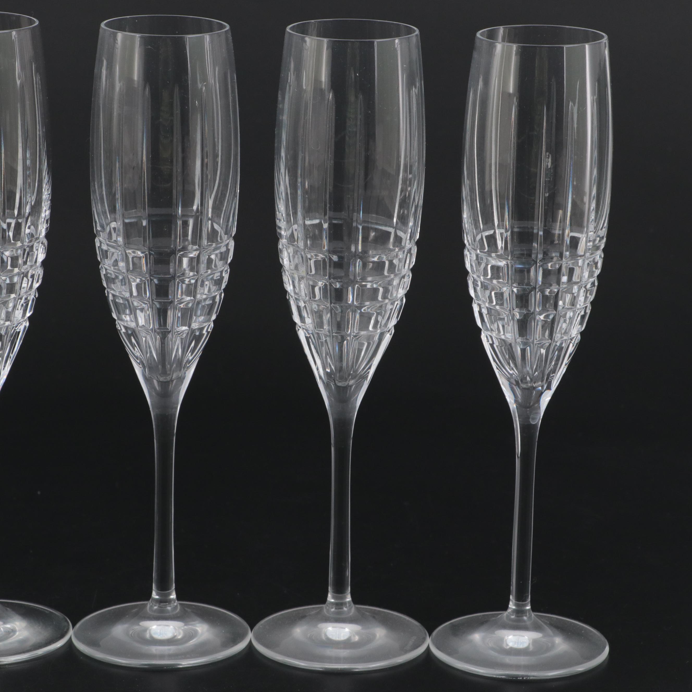 Tiffany & Co. "Plaid" Crystal Champagne Flutes