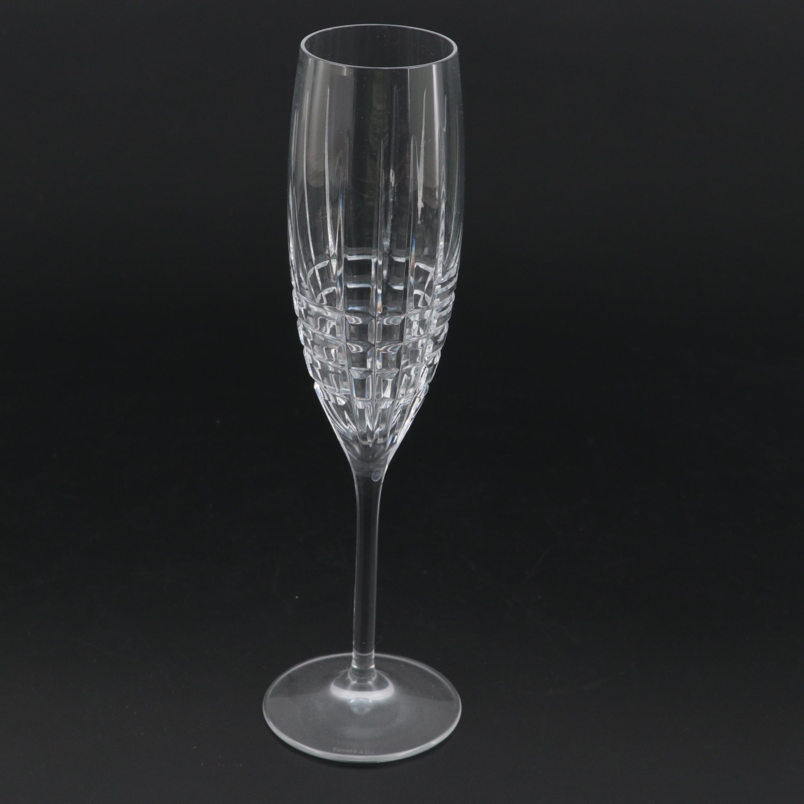 Tiffany & Co. "Plaid" Crystal Champagne Flutes