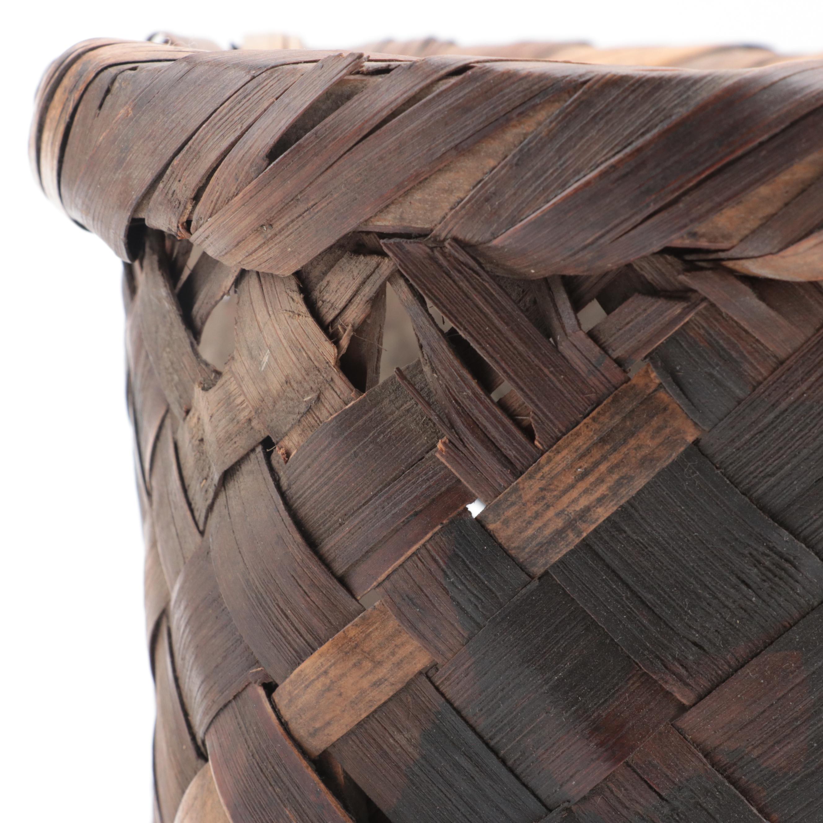 Pair of Japanese Handwoven Bamboo Flower Arranging Baskets, Late 20th Century