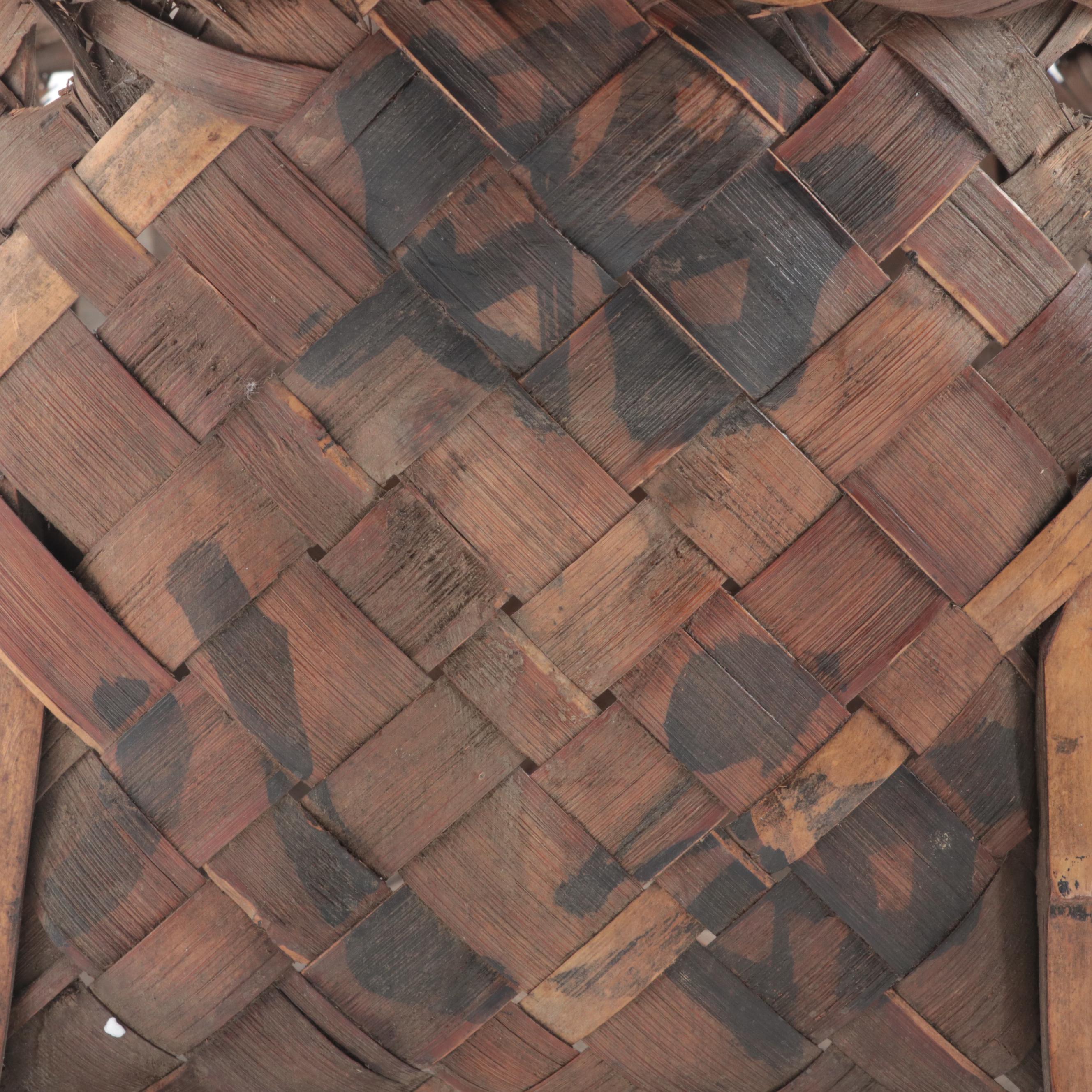 Pair of Japanese Handwoven Bamboo Flower Arranging Baskets, Late 20th Century