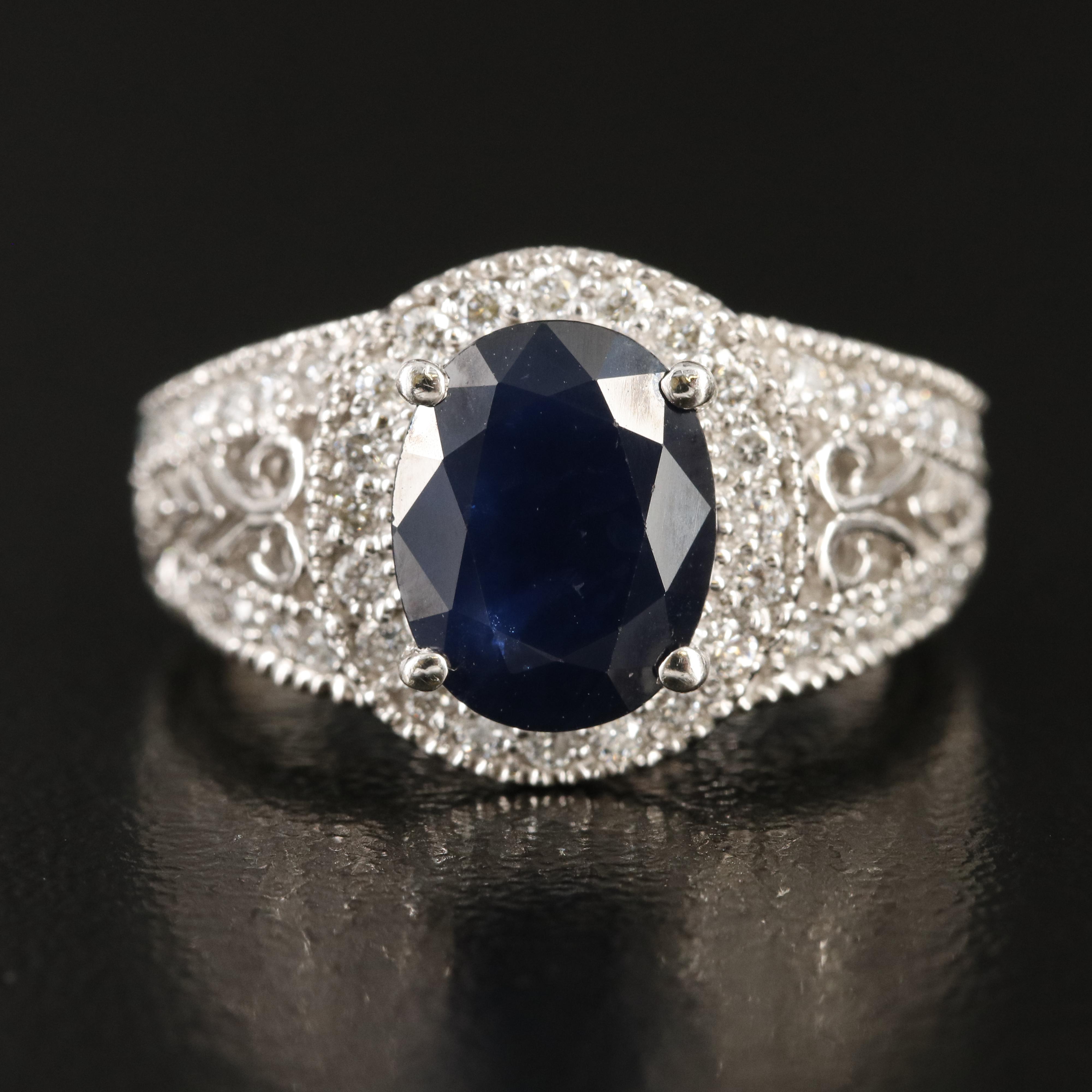 14K Sapphire and Diamond Ring
