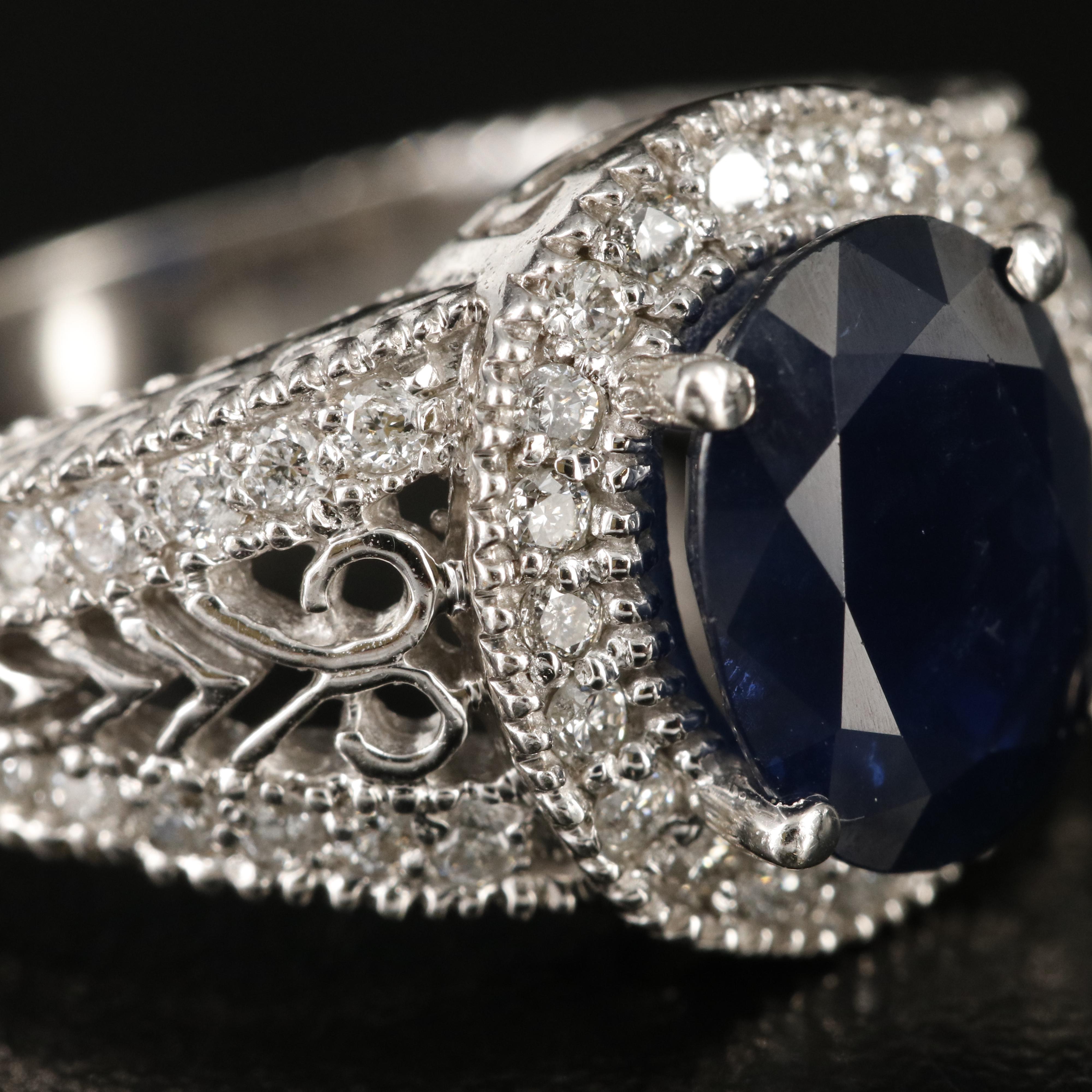 14K Sapphire and Diamond Ring