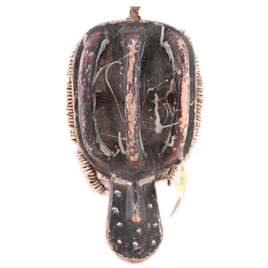 Ibibio Style Carved Wood and Cowrie "Soul" Mask