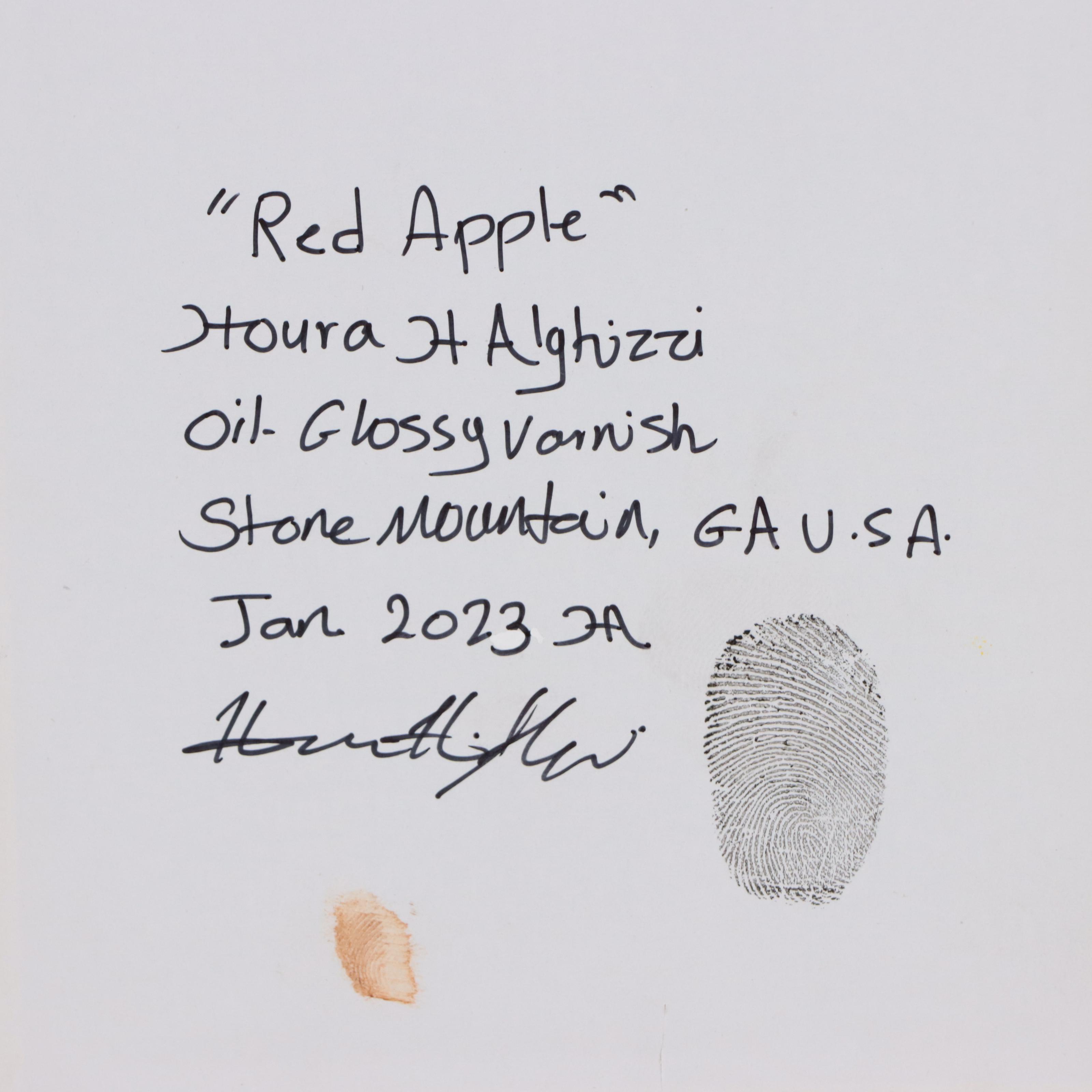 Houra Alghizzi Oil Painting "Red Apple," 2023