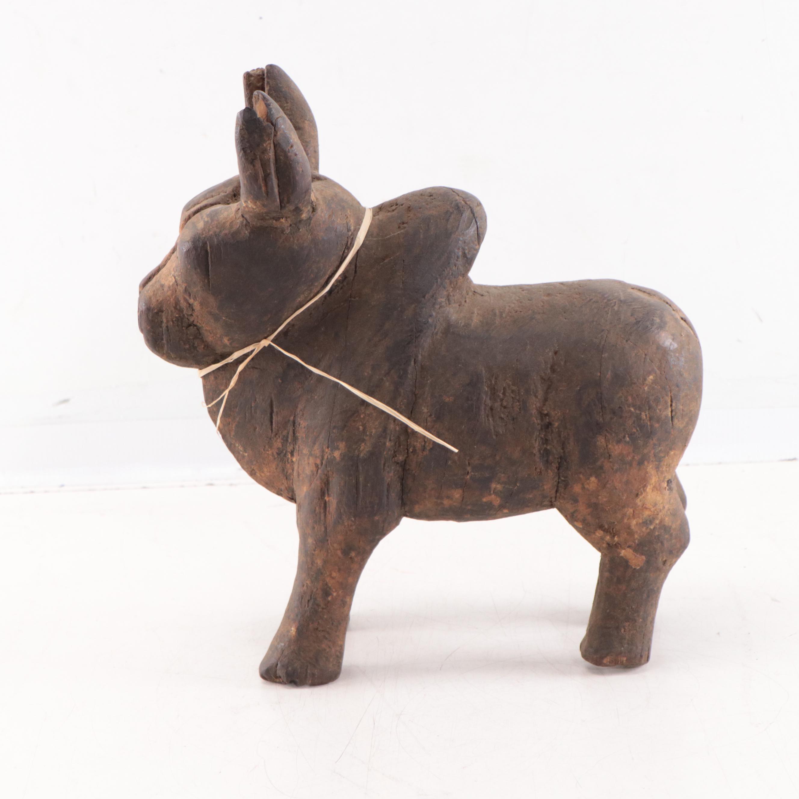 Burmese Folk Art Carved Wood Figure, Mid-20th Century