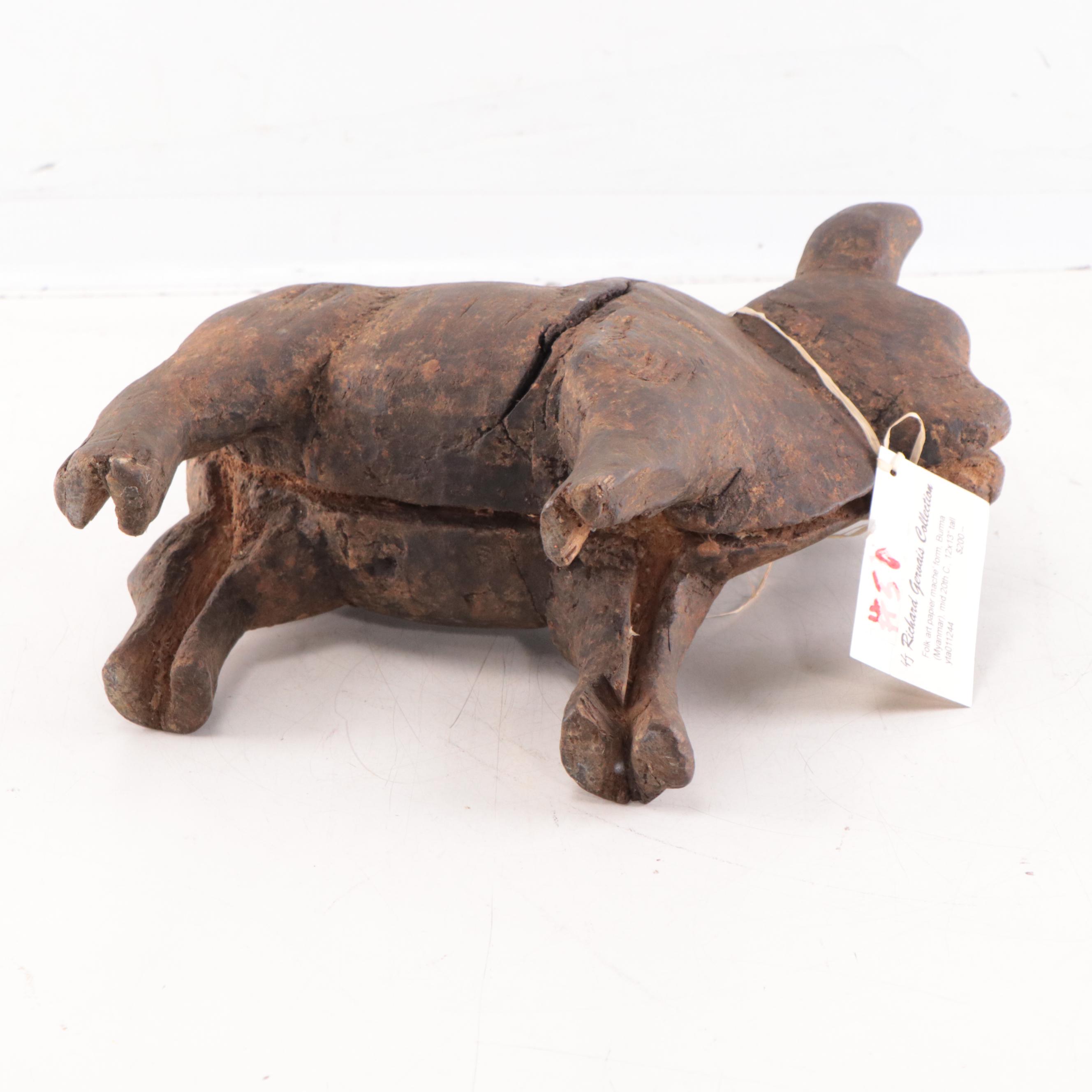 Burmese Folk Art Carved Wood Figure, Mid-20th Century