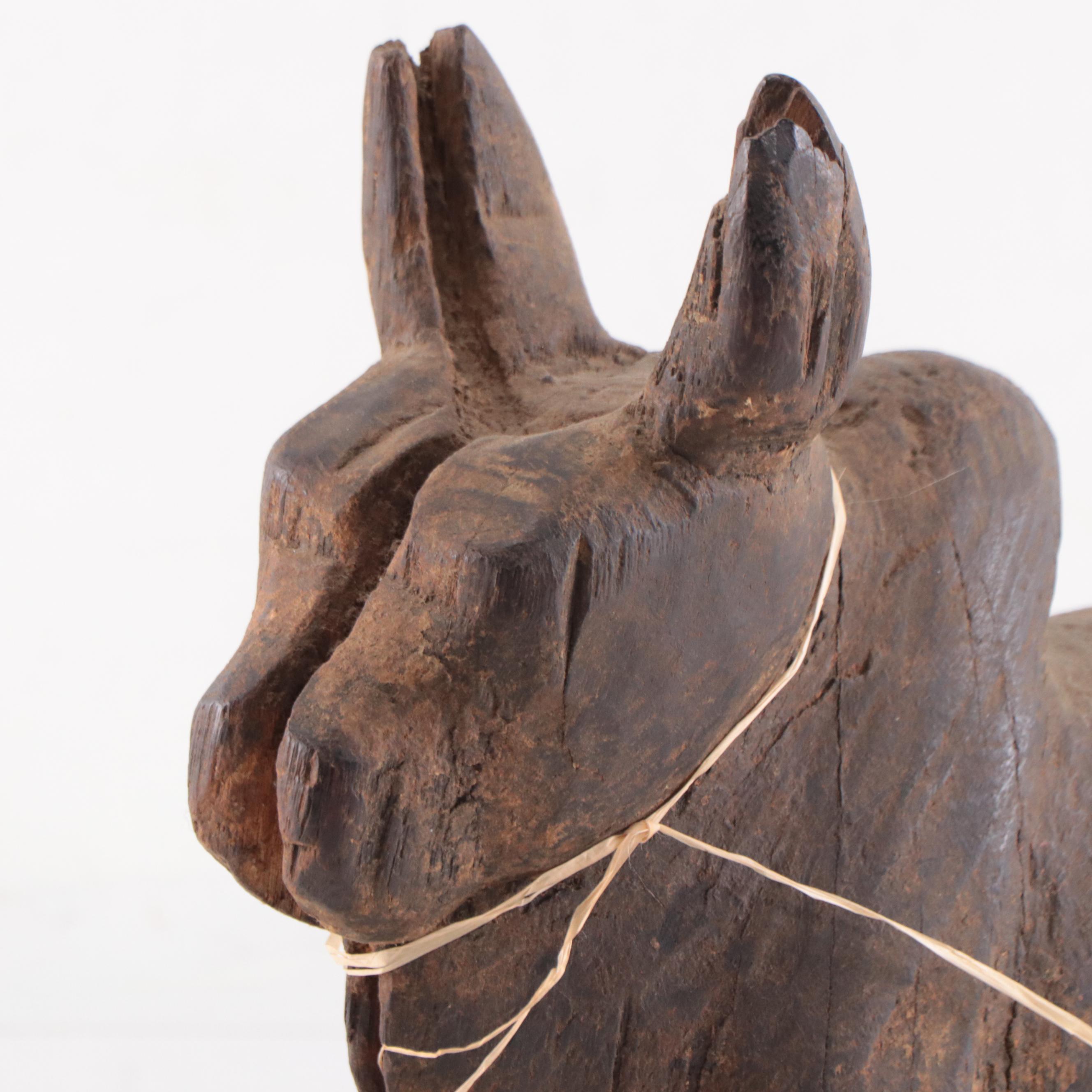 Burmese Folk Art Carved Wood Figure, Mid-20th Century