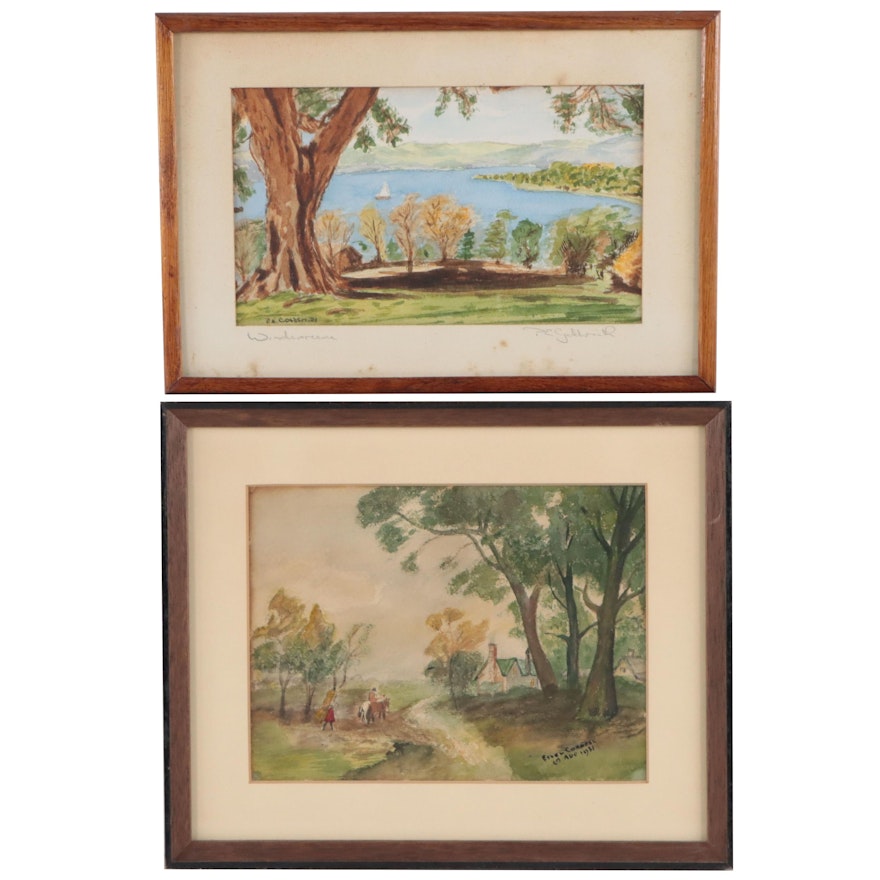 Bucolic and Landscape Watercolor Paintings, Circa 1931
