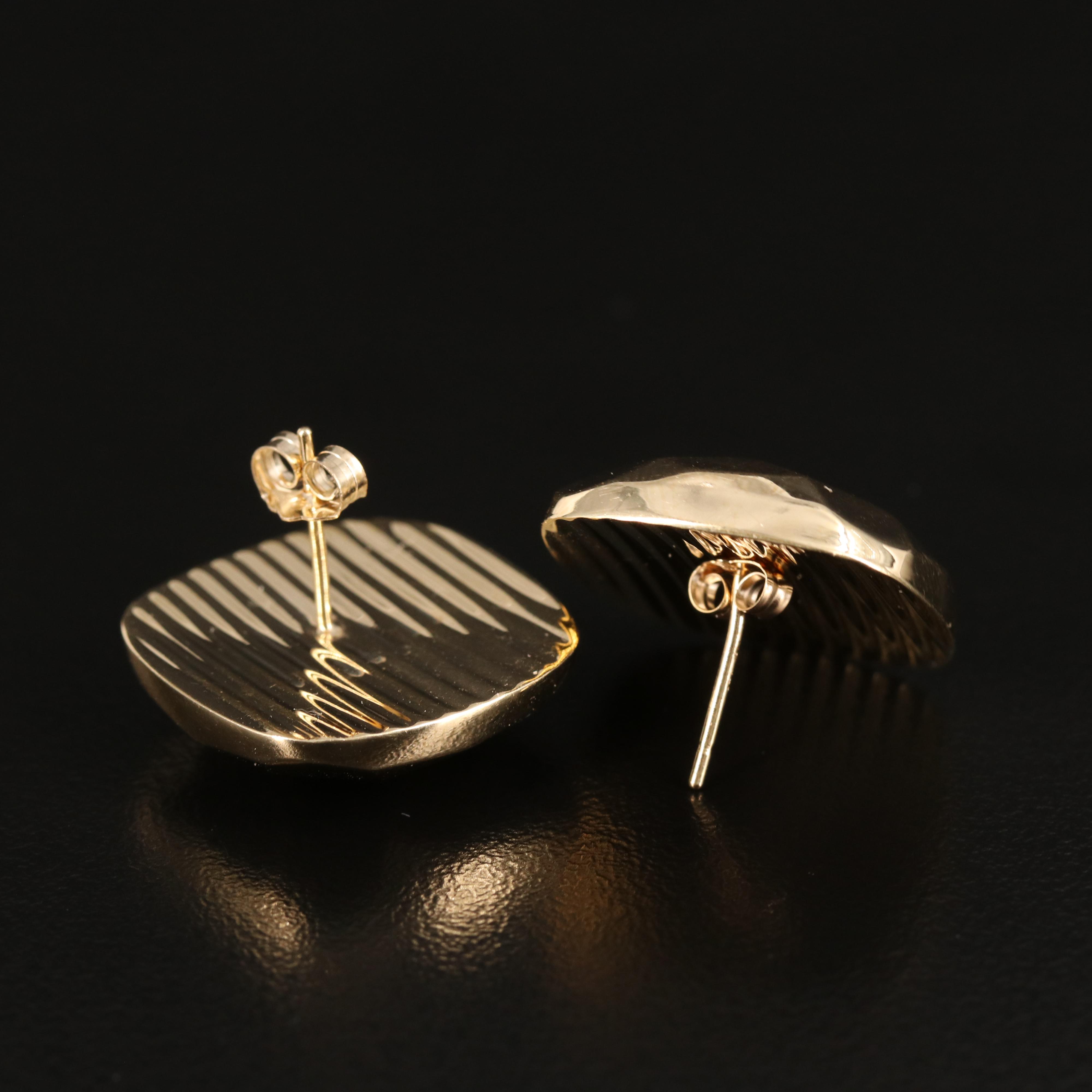 14K Faceted Button Earrings