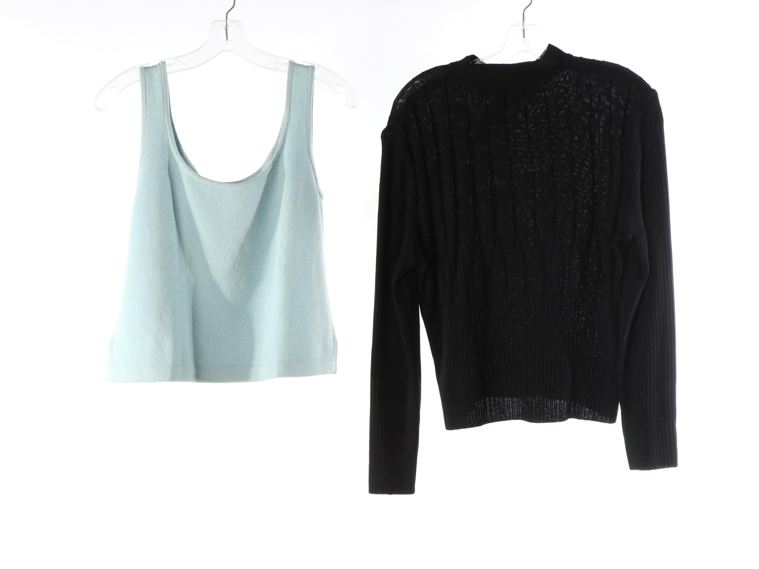 St. John Knitwear Tops and Skirt with Silk Chiffon Ponchos