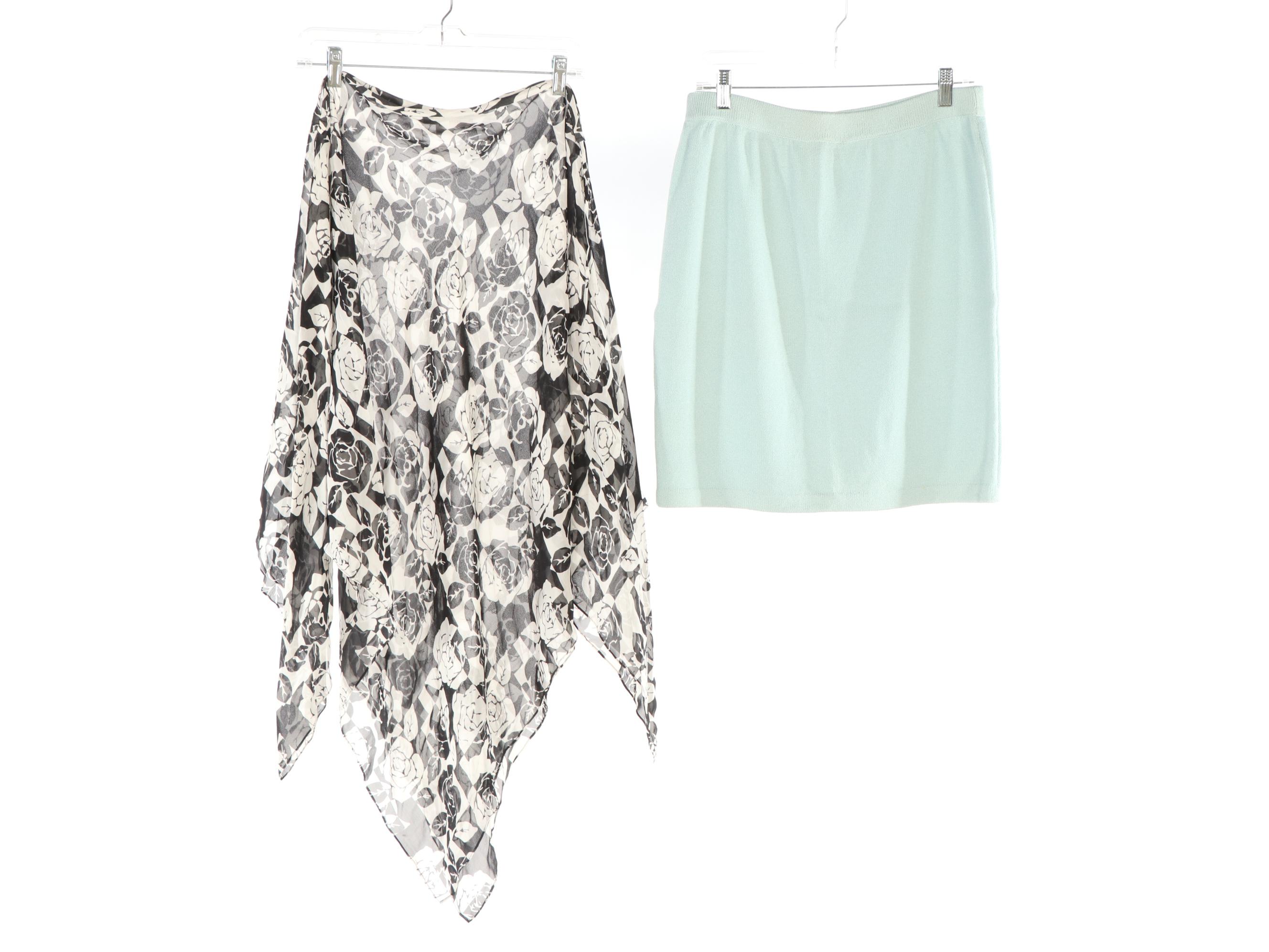 St. John Knitwear Tops and Skirt with Silk Chiffon Ponchos