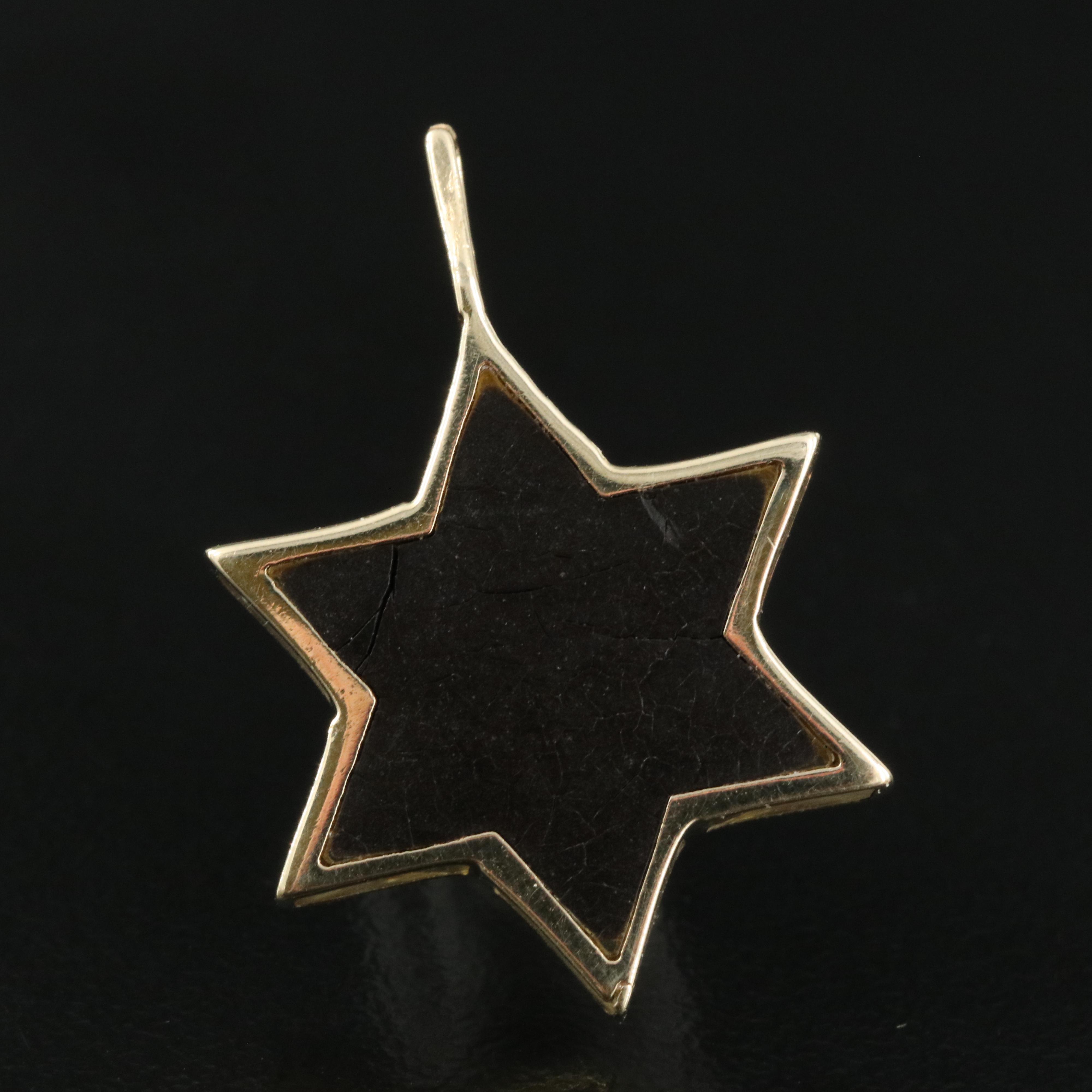 14K Star of David Rhinestone "B" Pendant