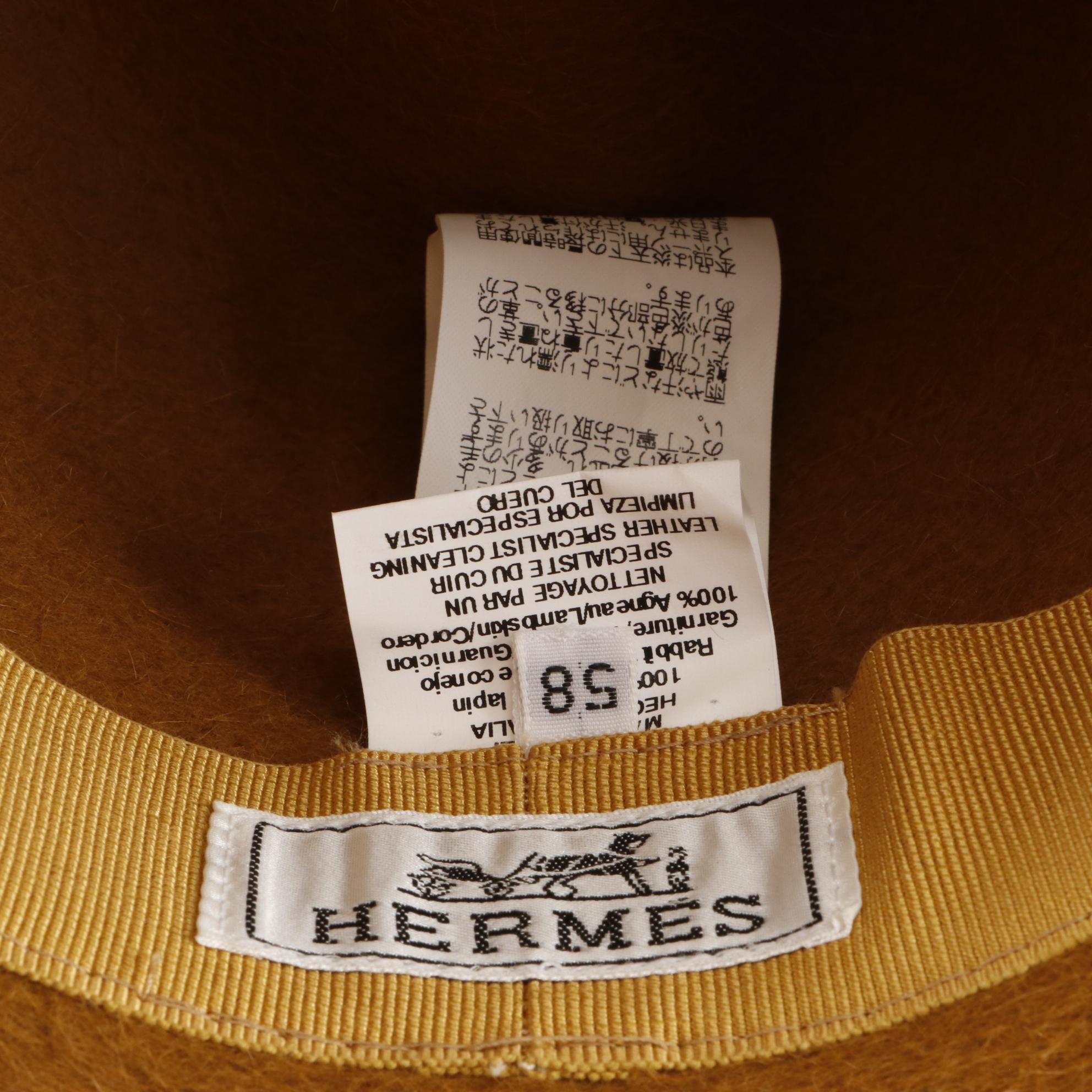 Hermès Rabbit Fur Felt Fedora with Braided Lambskin/Suede Tassel Trim w/Box