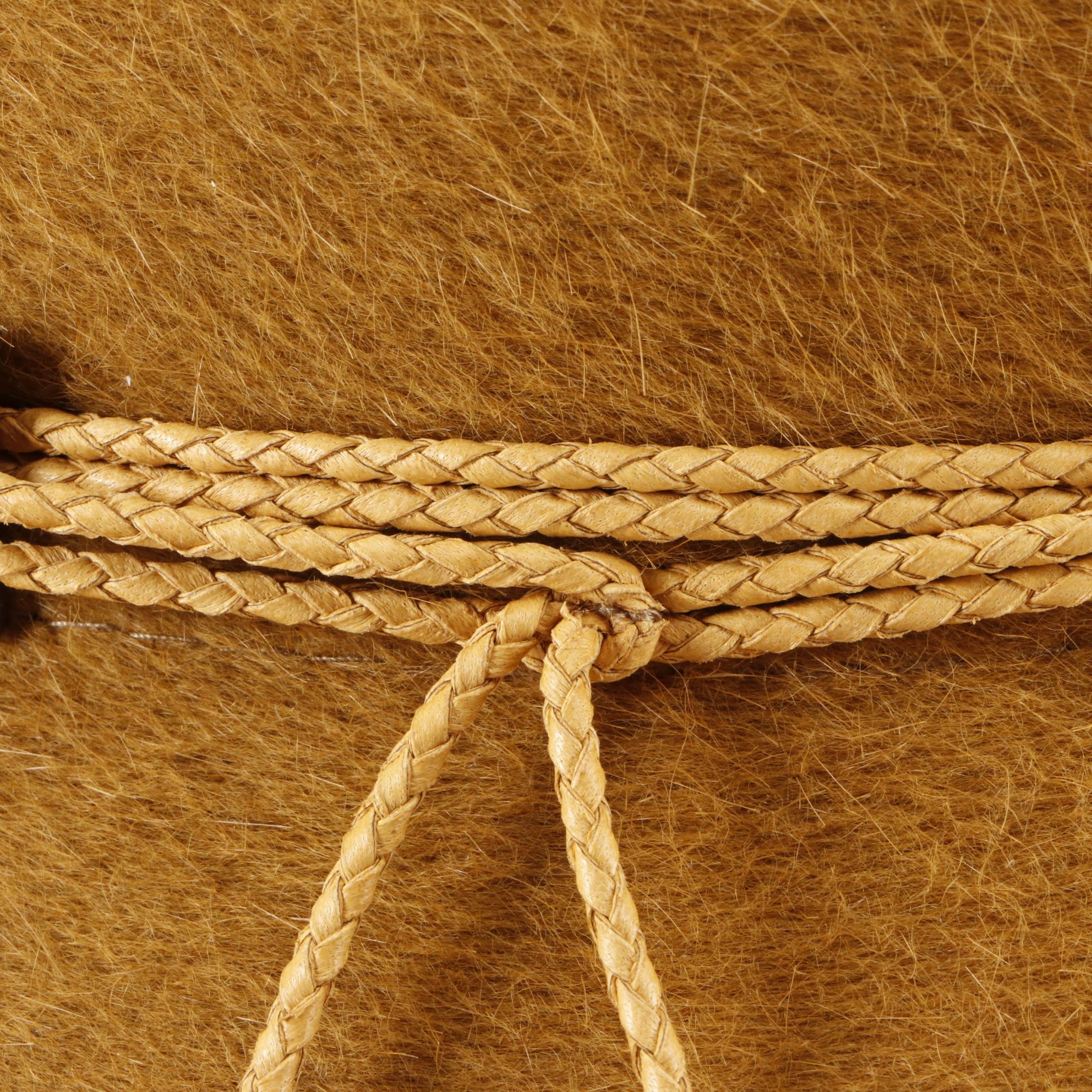 Hermès Rabbit Fur Felt Fedora with Braided Lambskin/Suede Tassel Trim w/Box