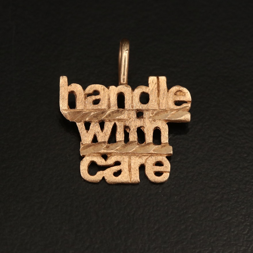 14K "Handle With Care" Pendant