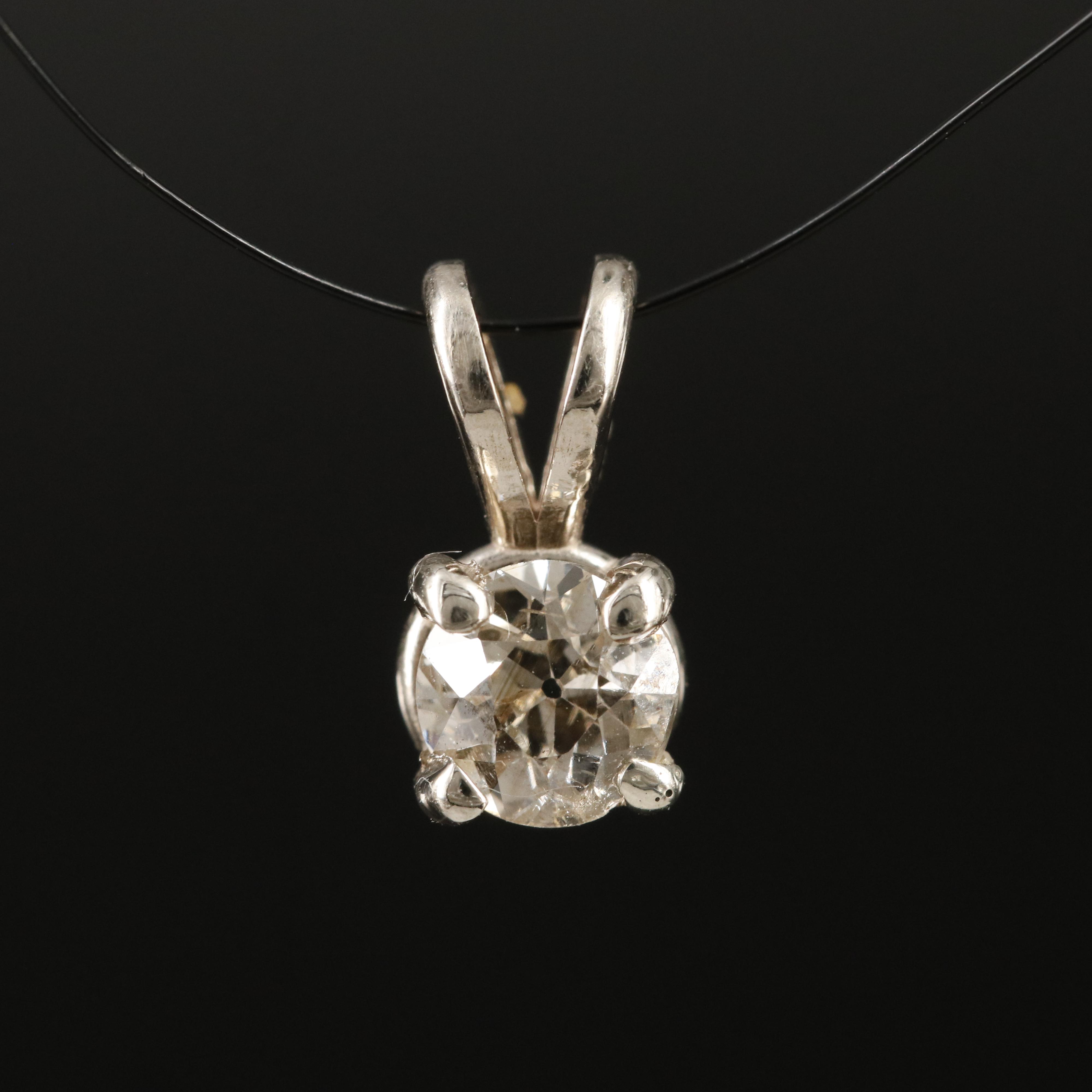 14K 0.42 CT Diamond Solitaire Pendant