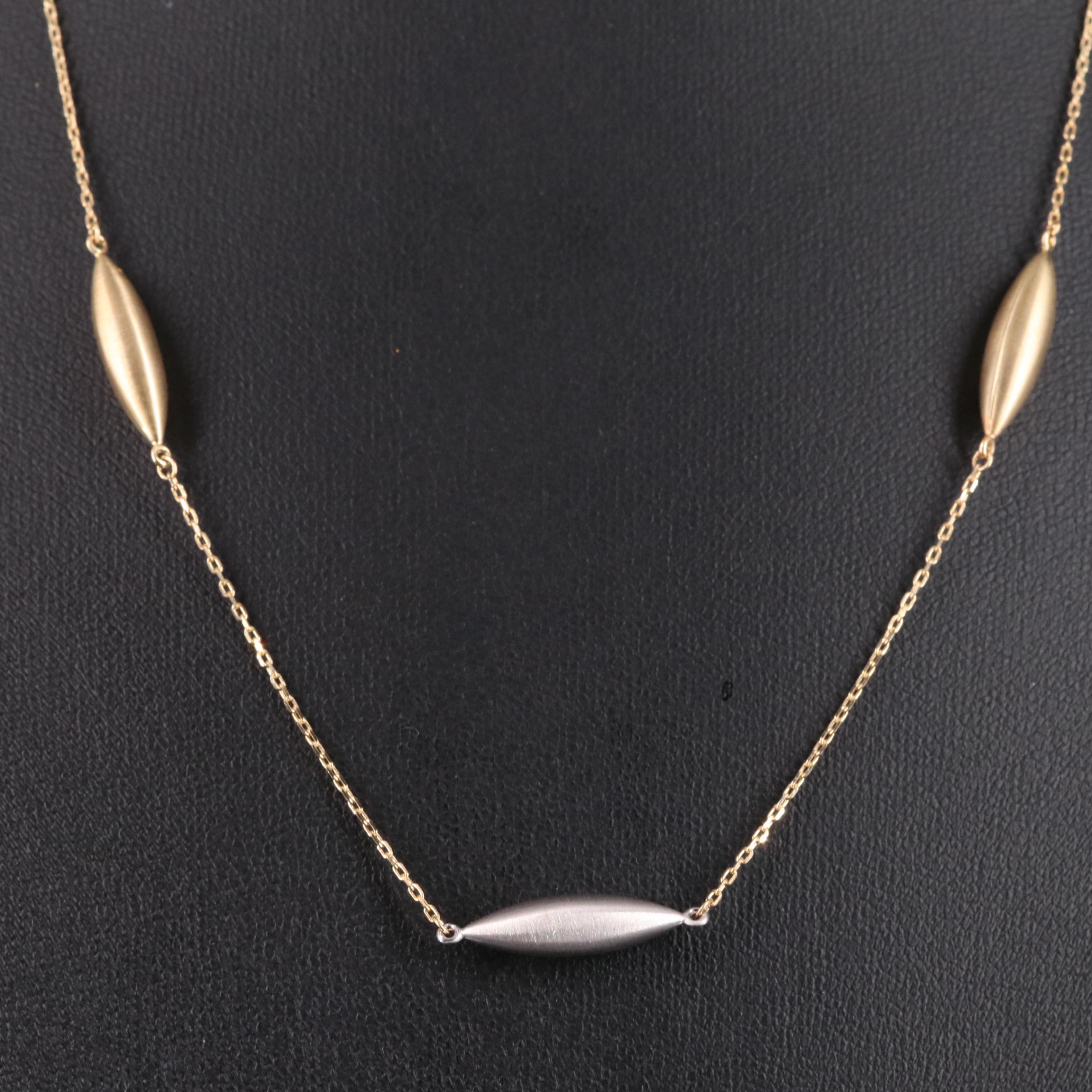 14K Two-Tone Torpedo Station Necklace