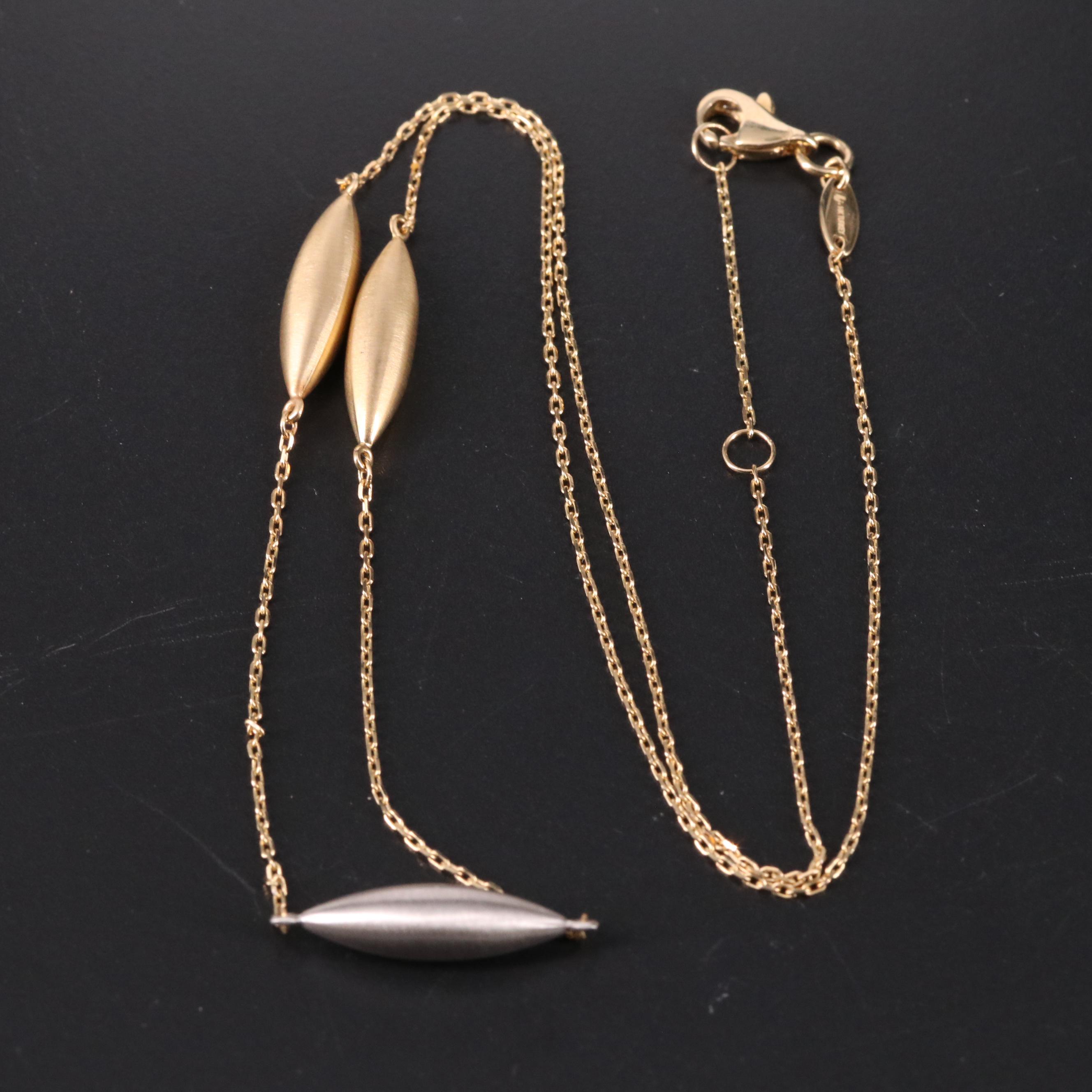 14K Two-Tone Torpedo Station Necklace