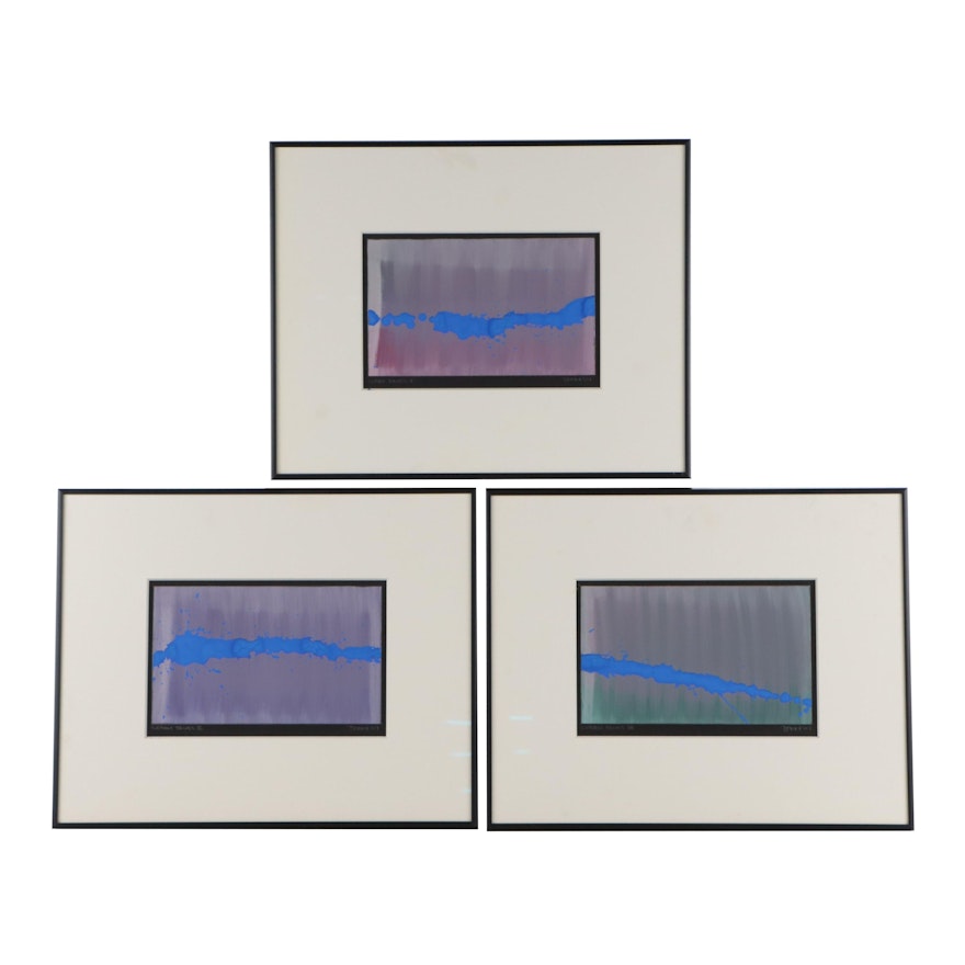 Ballard Borich Abstract Acrylic Paintings "Cobalt I, II, and III," 2007