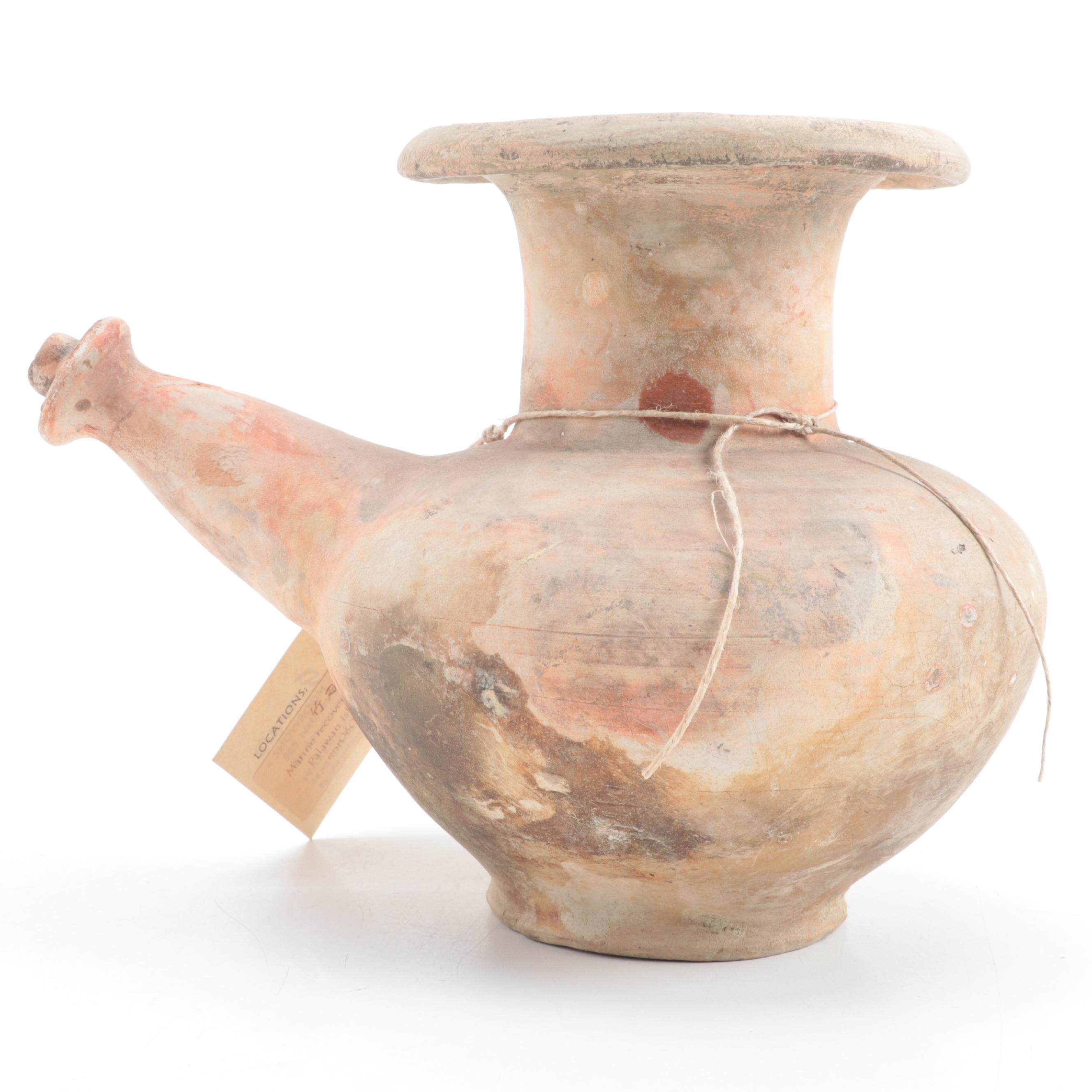 Philippines Marine Recovered Earthenware Kendi Pouring Vessel, 15th-16th C