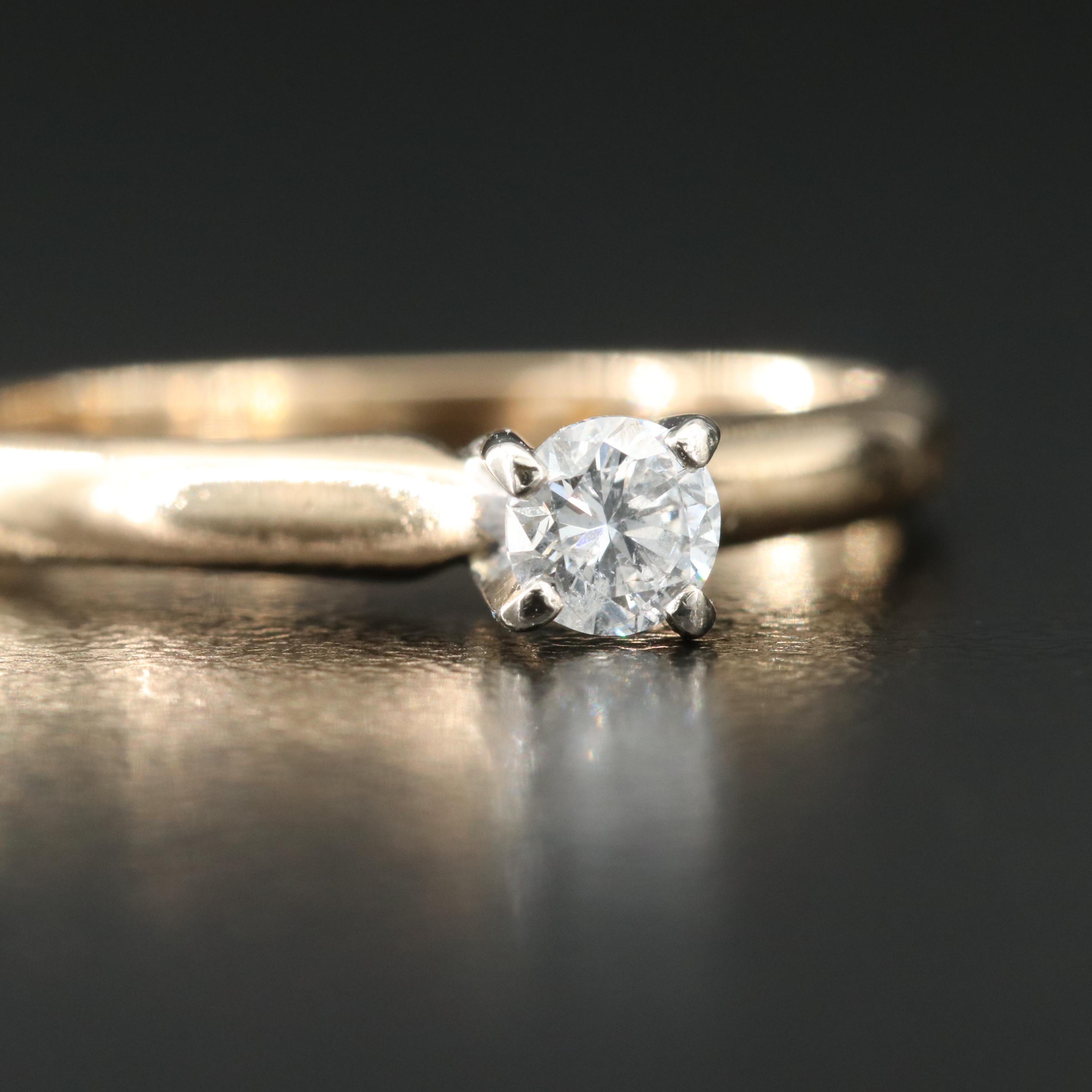 14K 0.17 CT Diamond Solitaire Ring