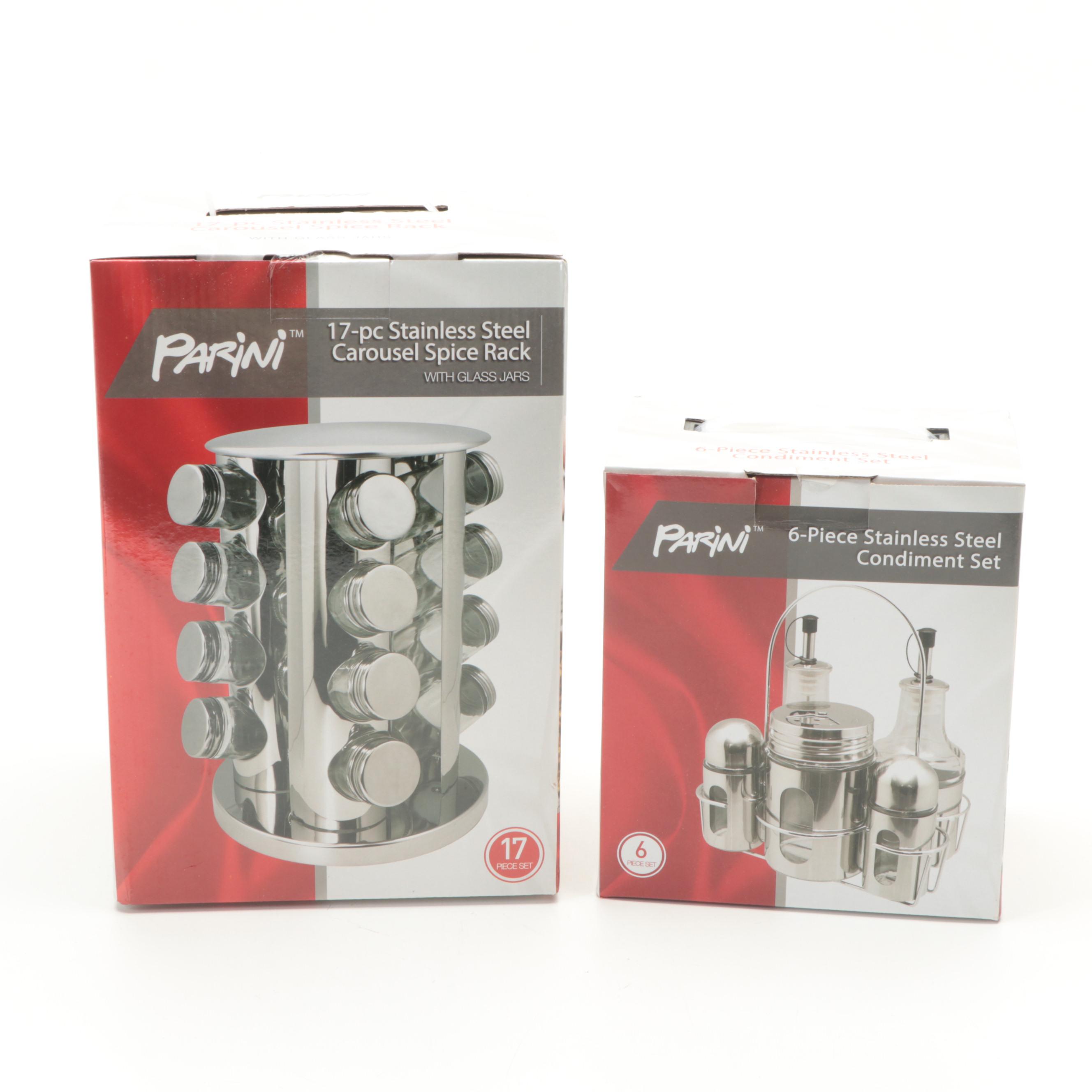 Parini Ceramic Mixing Bowls, Cups, Canisters and Spice Rack