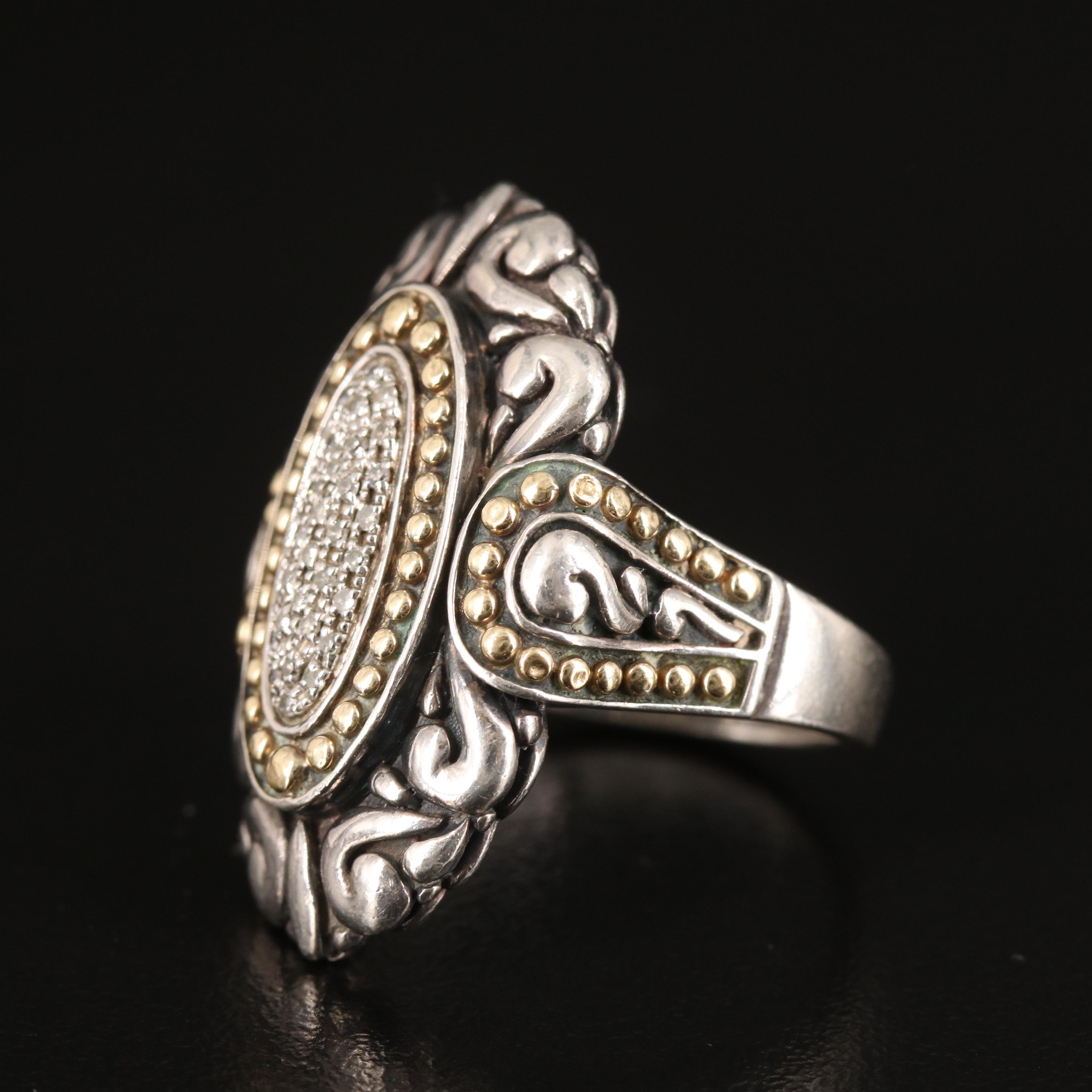 EFFY Sterling Diamond Ring with 18K Accents