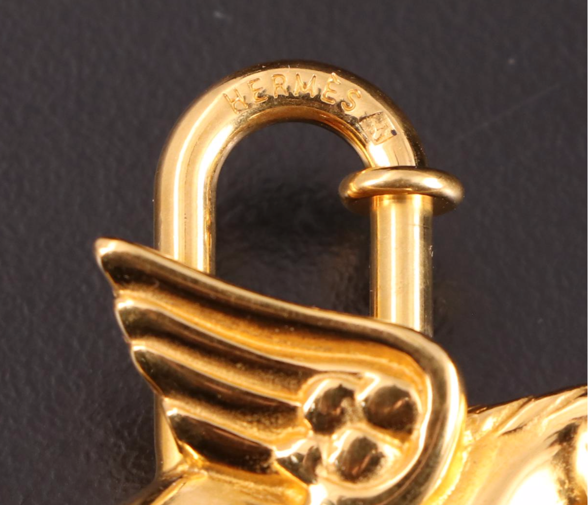 Hermès Pegasus Cadenas Charm in Gold-Plated Metal w/Box