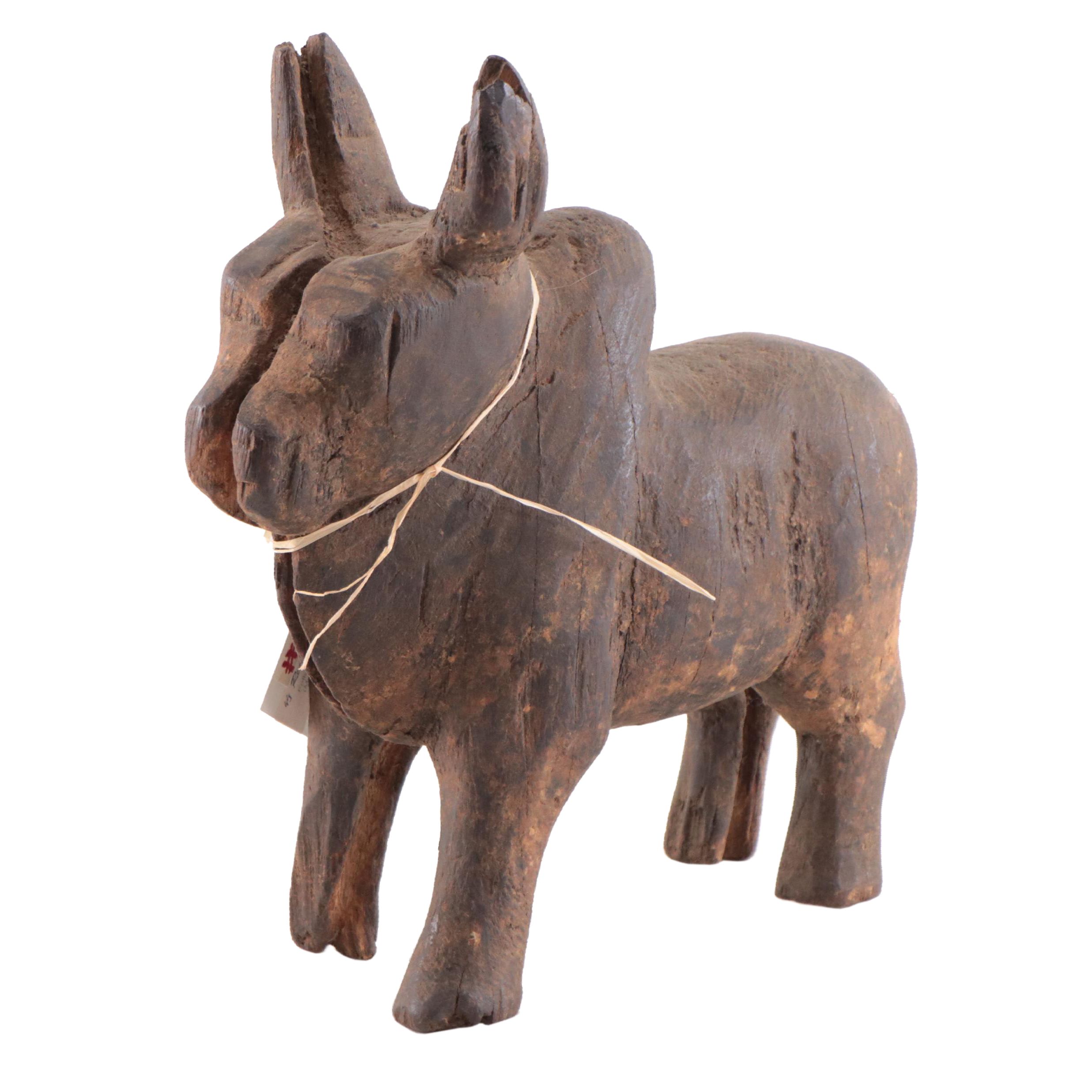 Burmese Folk Art Carved Wood Figure, Mid-20th Century