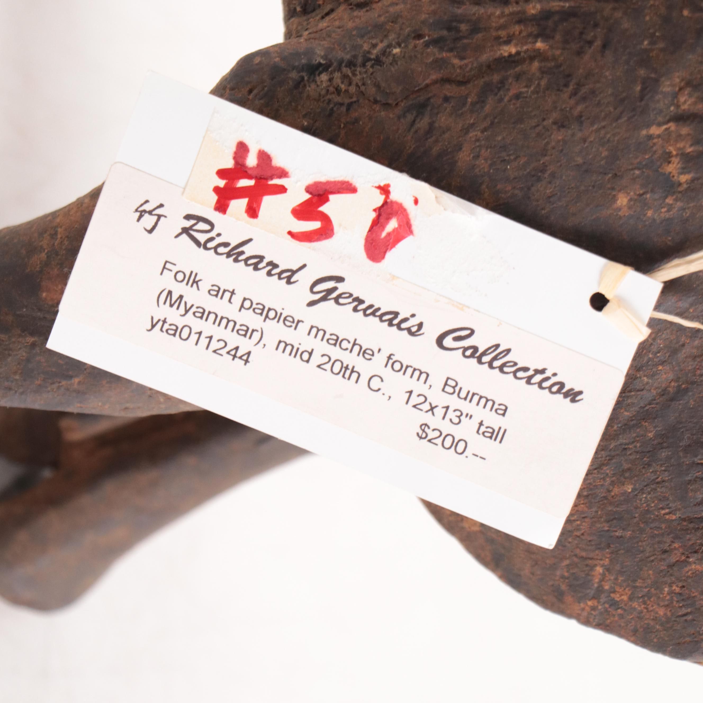 Burmese Folk Art Carved Wood Figure, Mid-20th Century