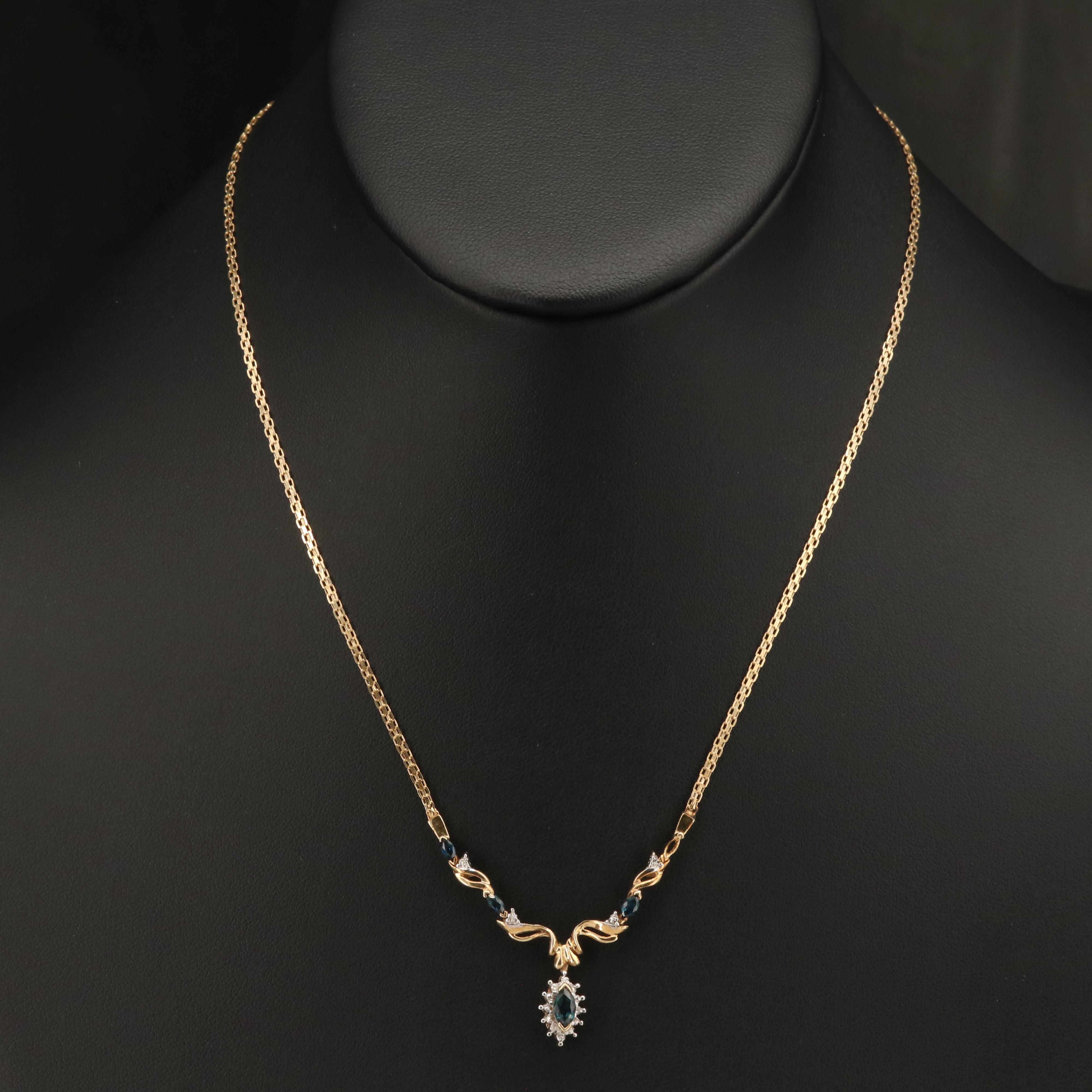 10K Sapphire and Diamond Necklace