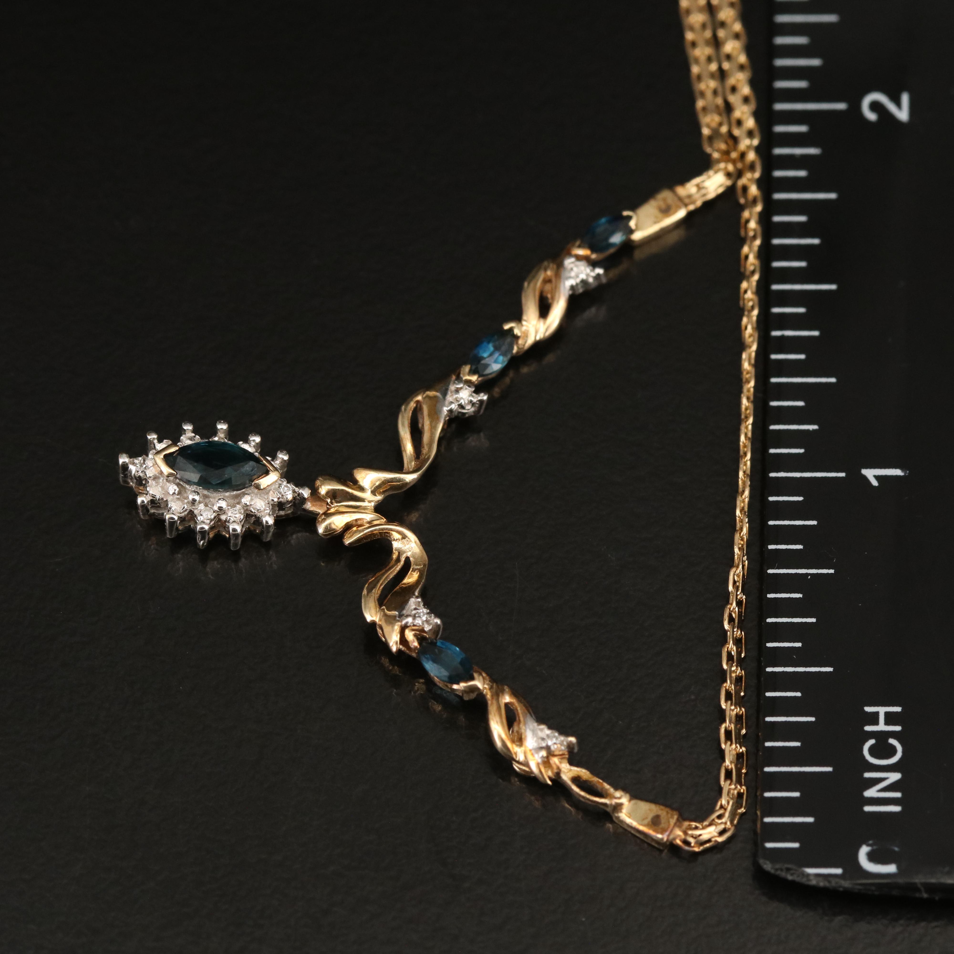10K Sapphire and Diamond Necklace