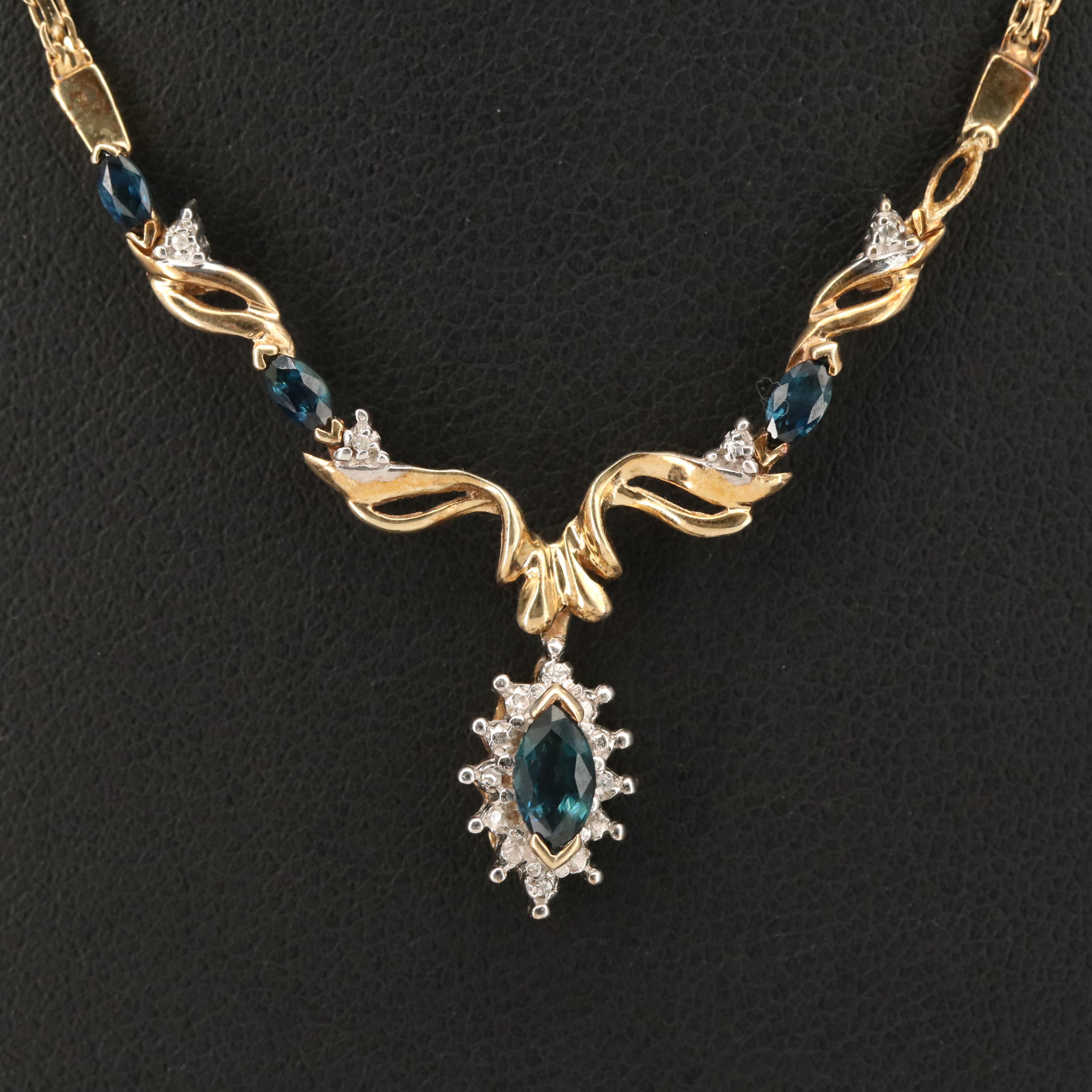 10K Sapphire and Diamond Necklace