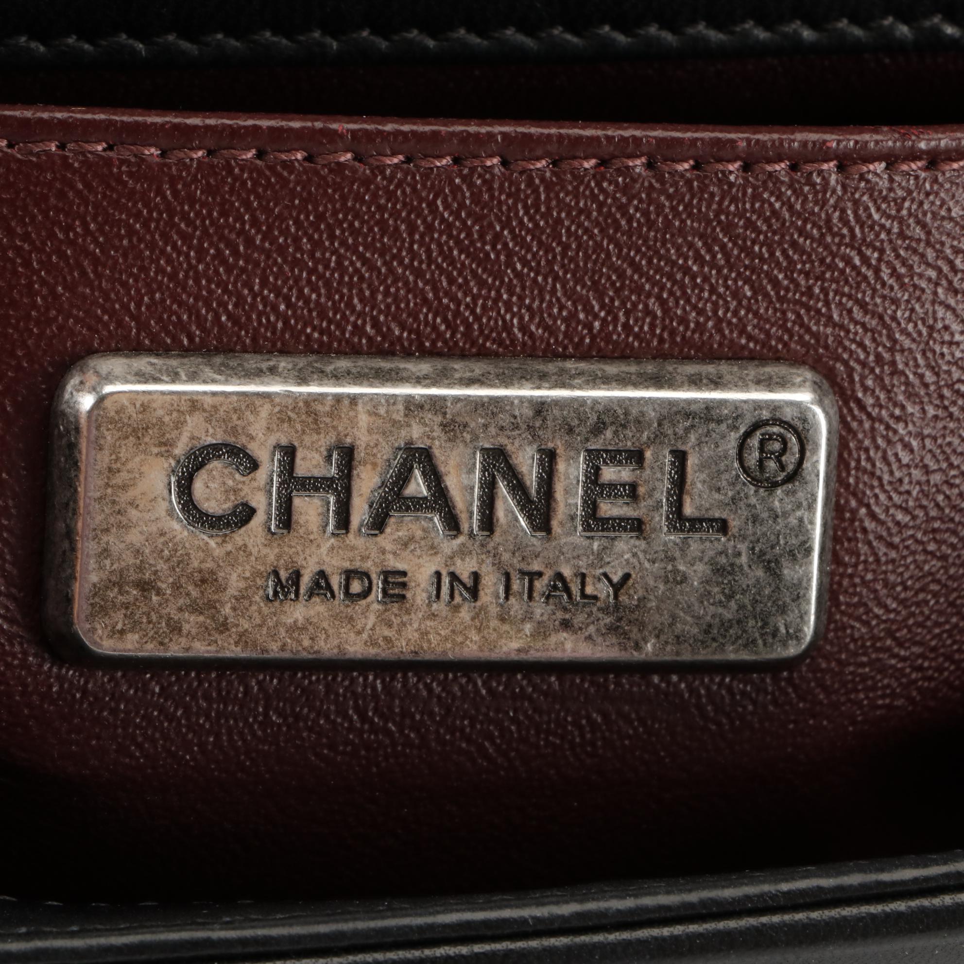 Chanel Small Flap Boy Bag in Black Lambskin and Calf Hair