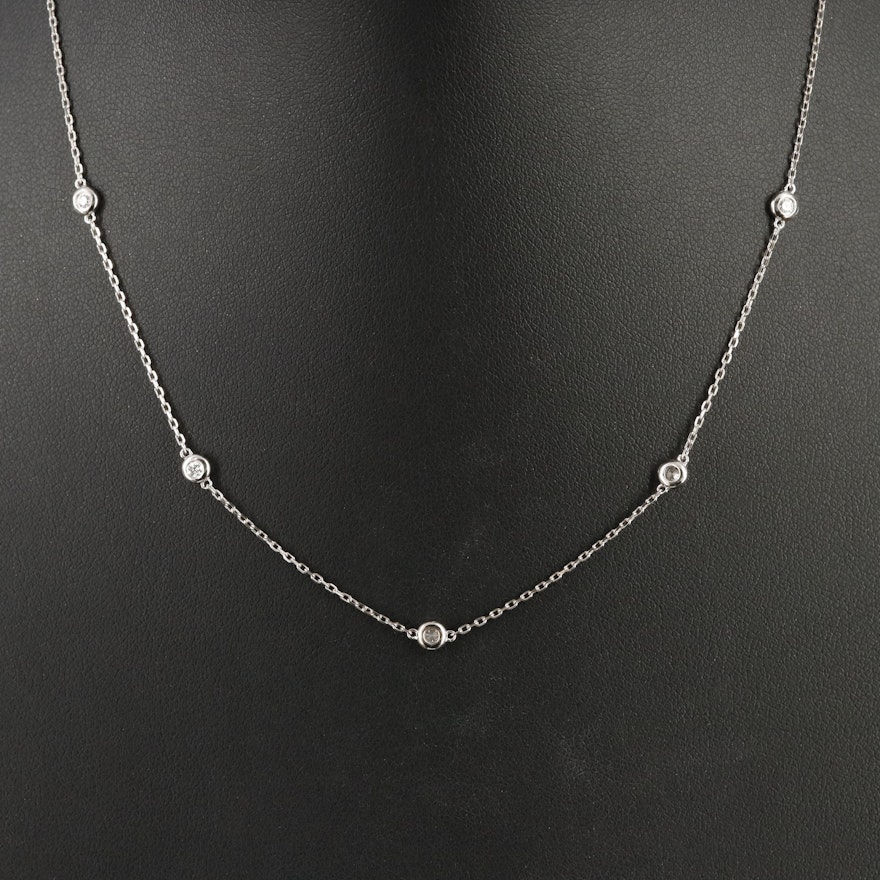 14K 0.30 CTW Diamond Station Necklace