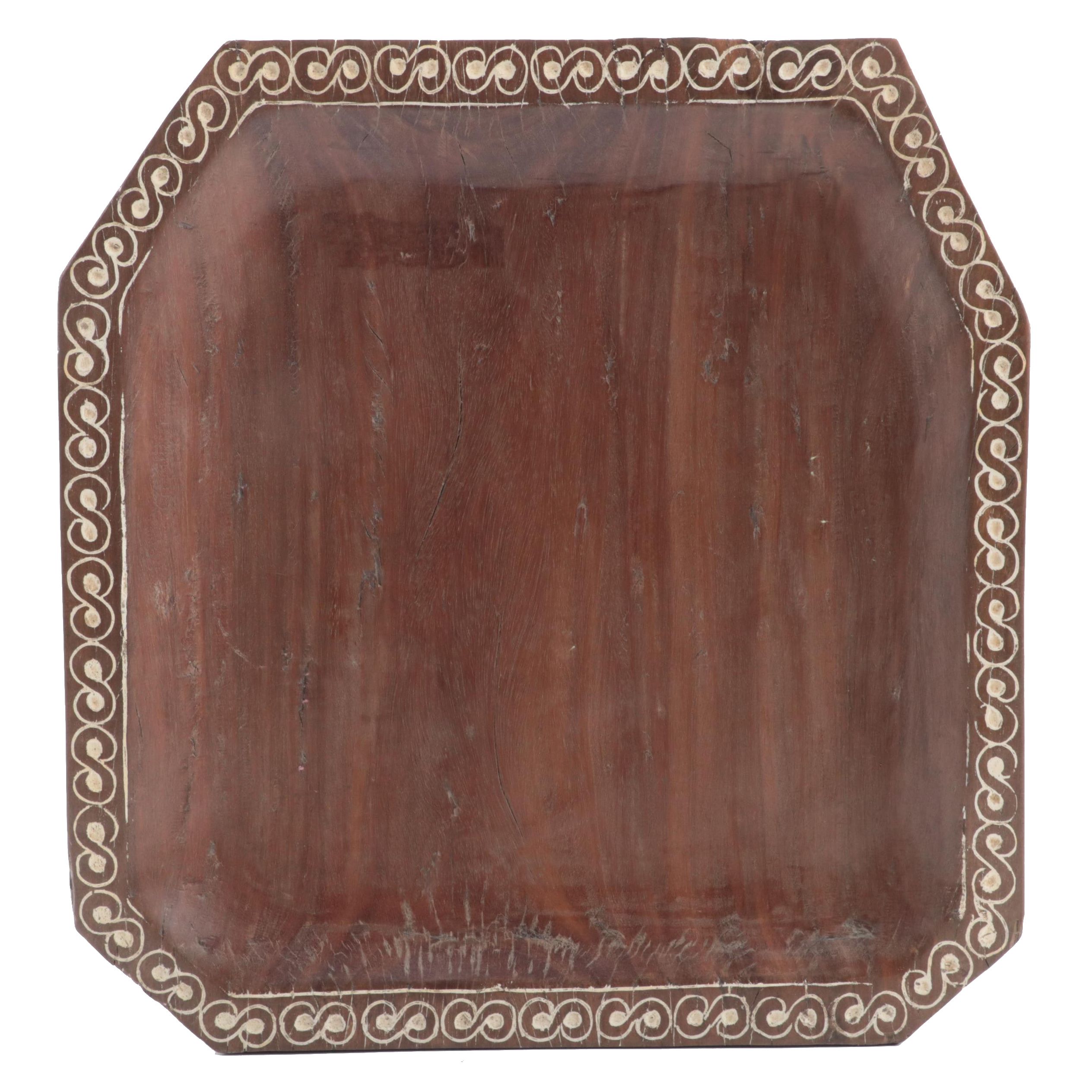 Philippine Maranao Balayong Wood Tray with Painted Border