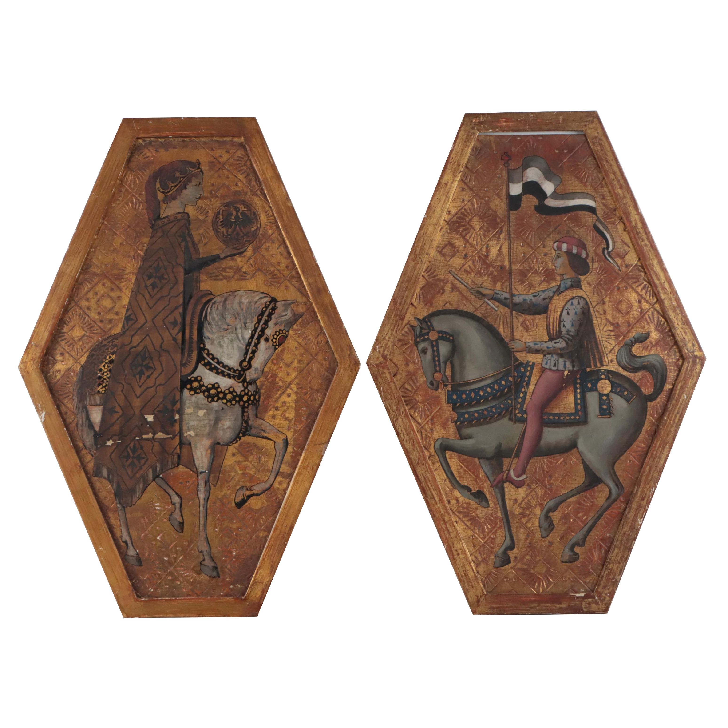 Palladio Italian Renaissance Style Wood Wall Plaques, Mid-20th Century