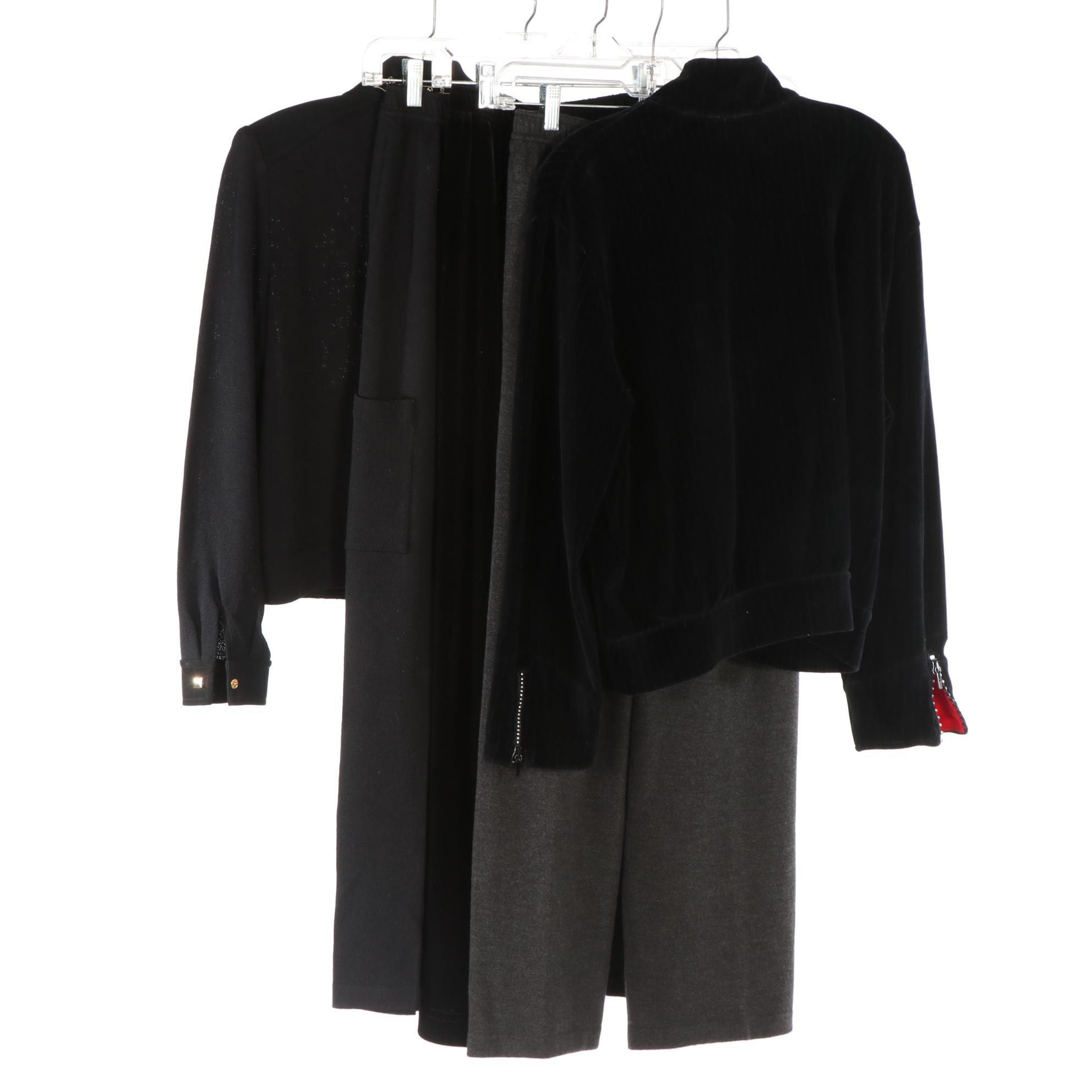 St. John Sport Knit Jacket, Pants, and Crystal Embellished Zip Jacket in Velour