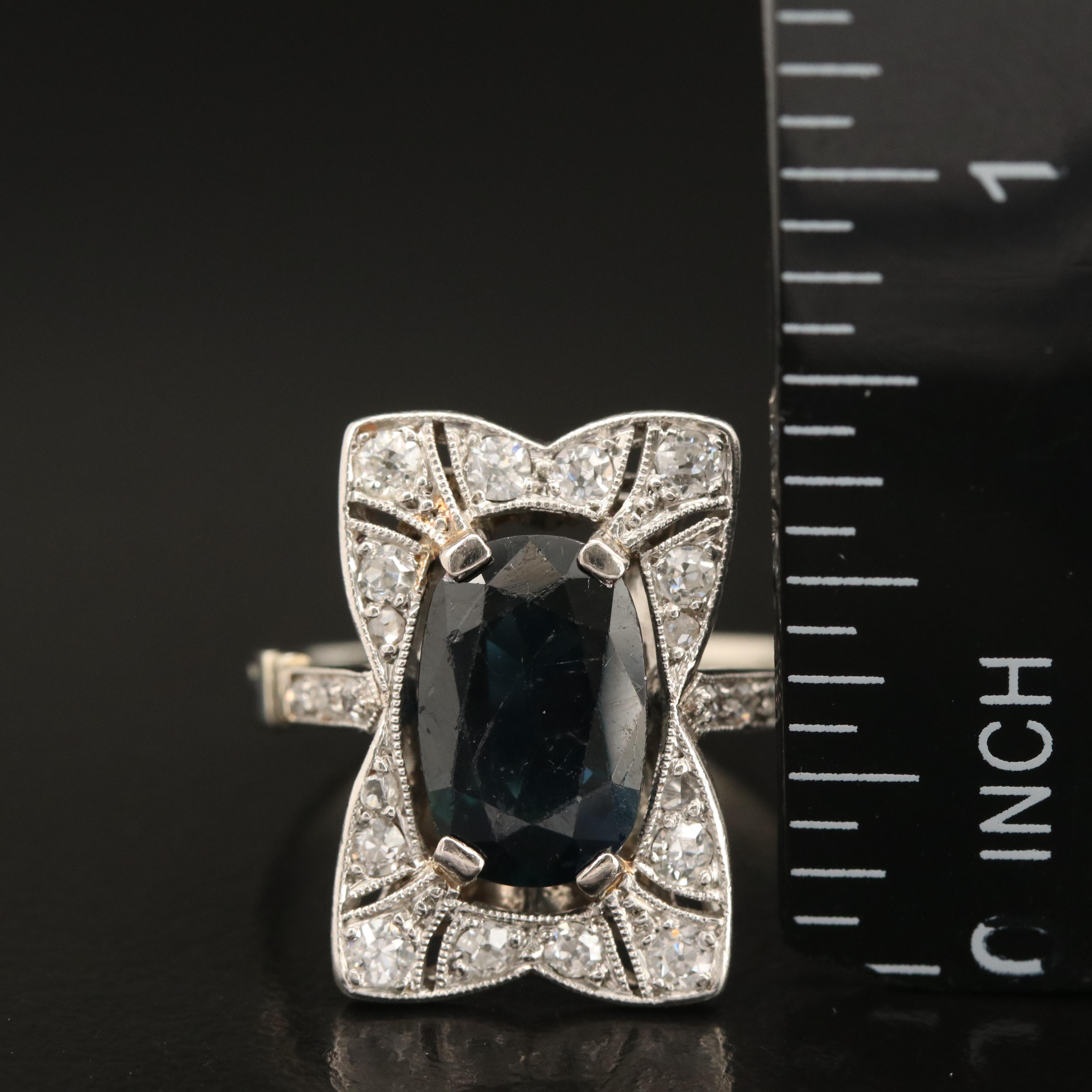 18K 2.93 CT Sapphire and Diamond Ring with Platinum Top