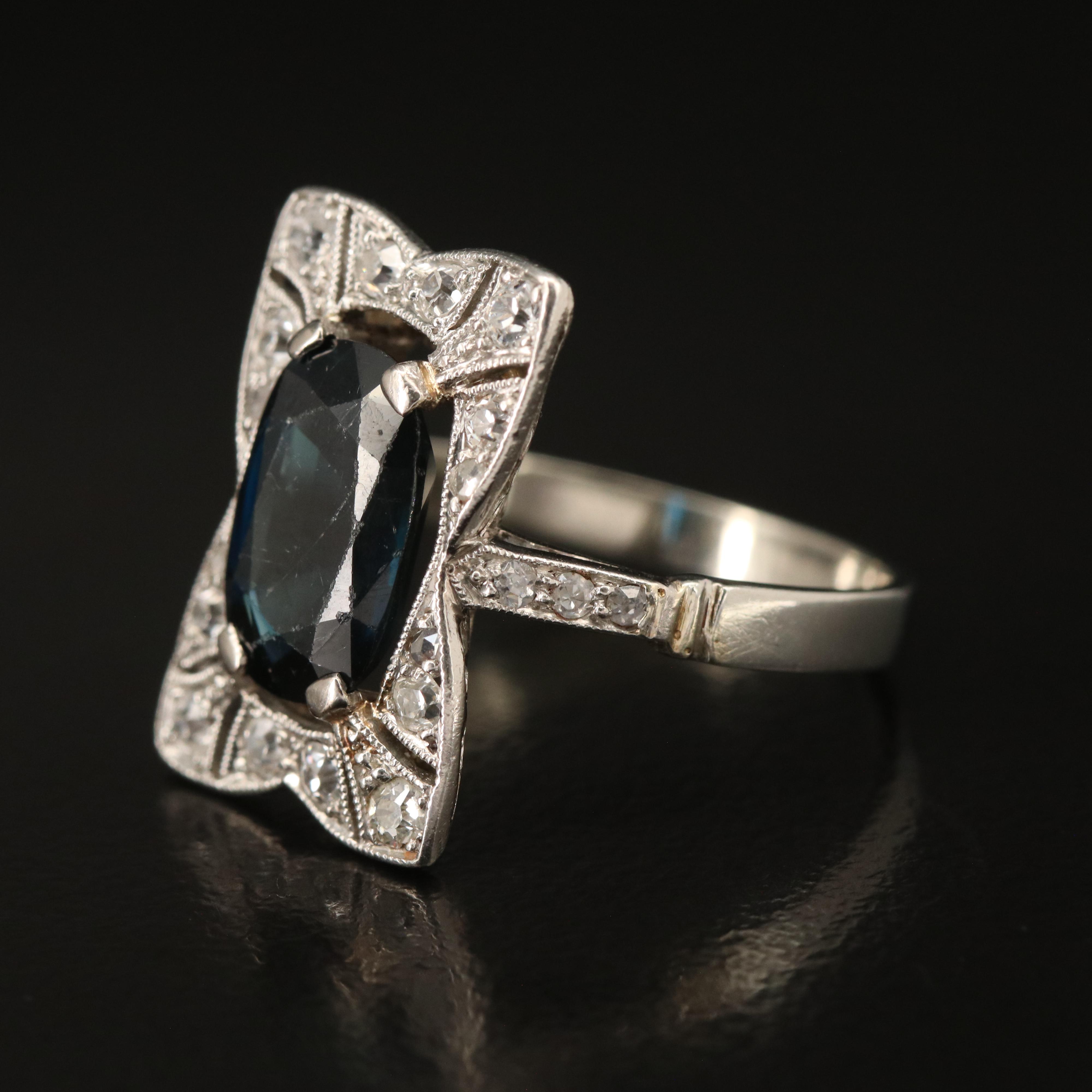 18K 2.93 CT Sapphire and Diamond Ring with Platinum Top