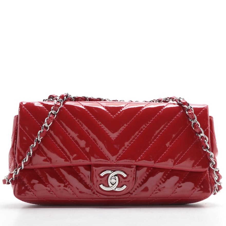 Chanel Classic Flap Quilted Patent Leather Shoulder Bag