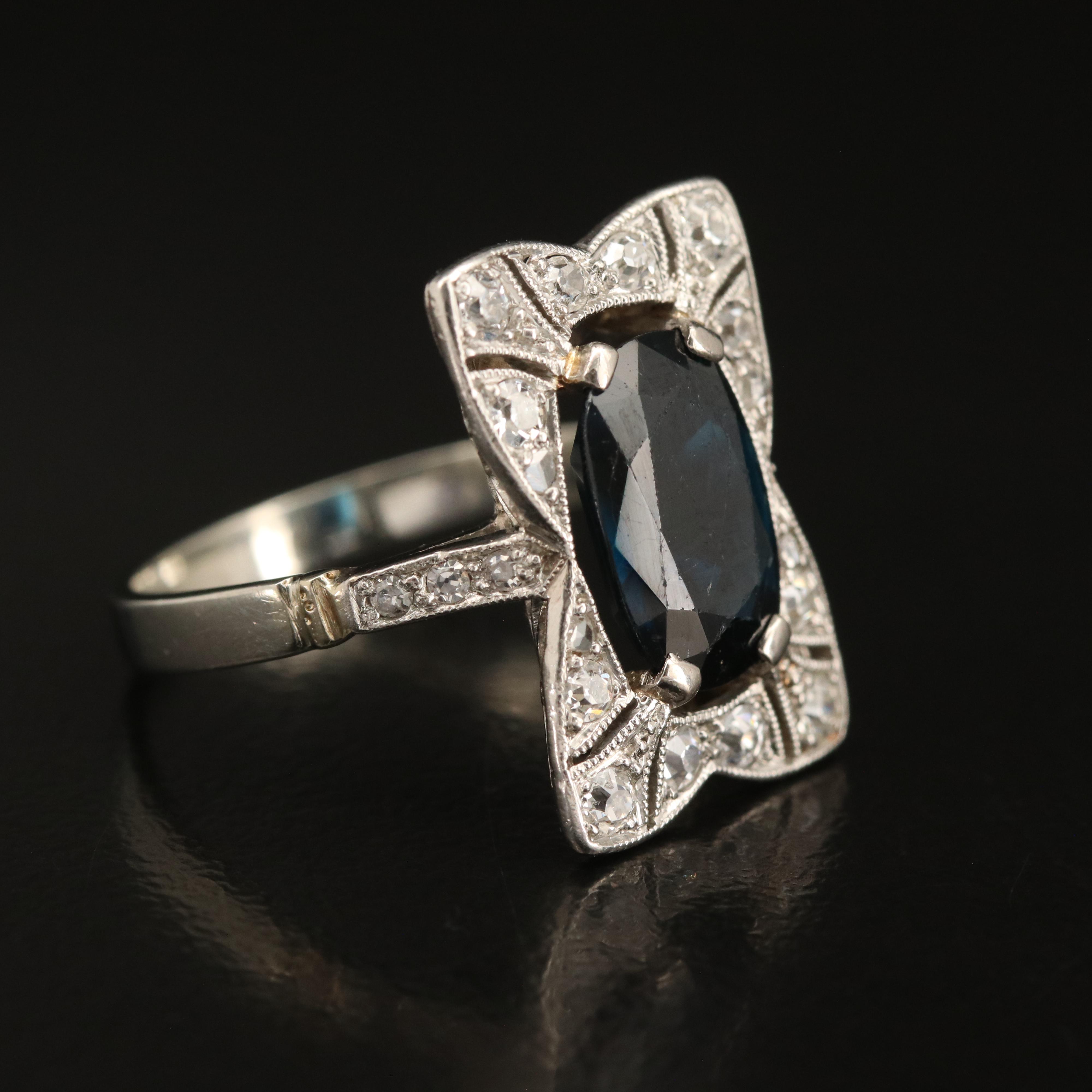 18K 2.93 CT Sapphire and Diamond Ring with Platinum Top