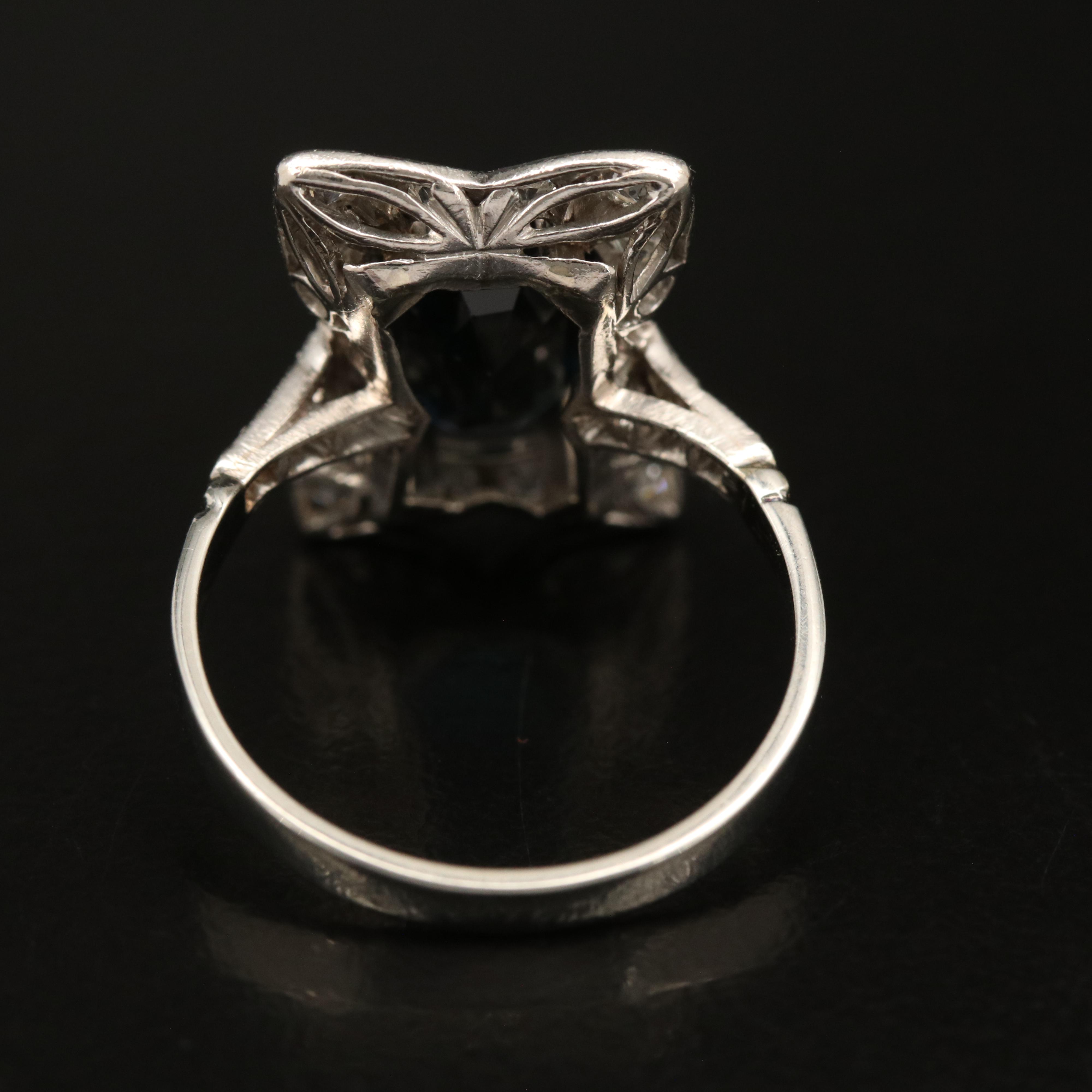 18K 2.93 CT Sapphire and Diamond Ring with Platinum Top