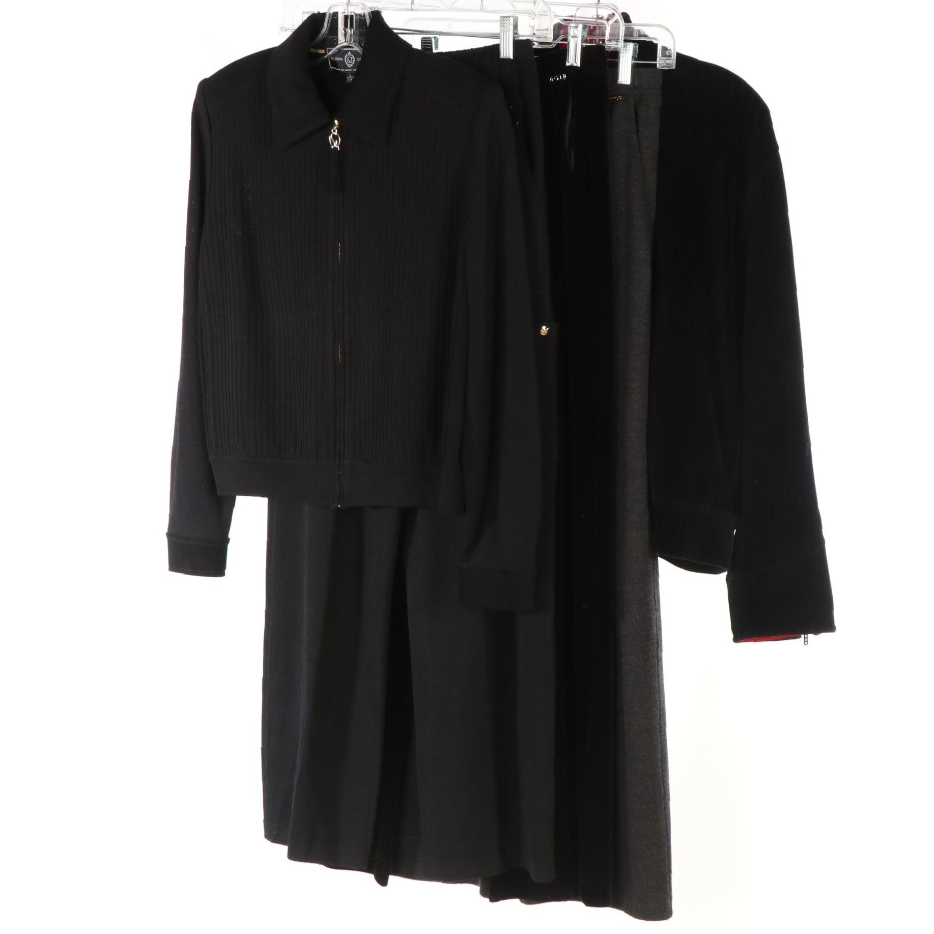 St. John Sport Knit Jacket, Pants, and Crystal Embellished Zip Jacket in Velour