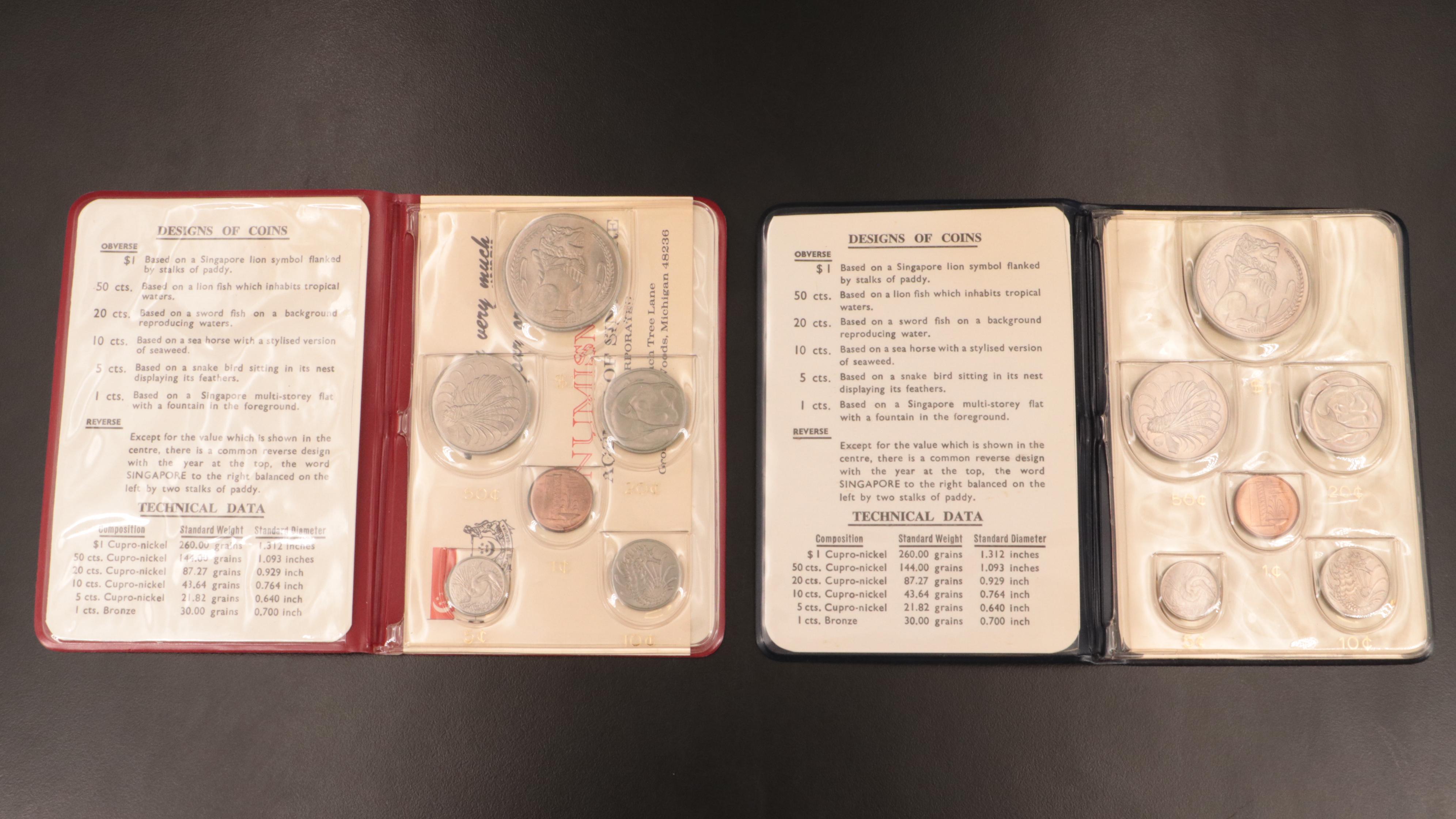 1967 and 1968 Singapore New Coin Issue Sets