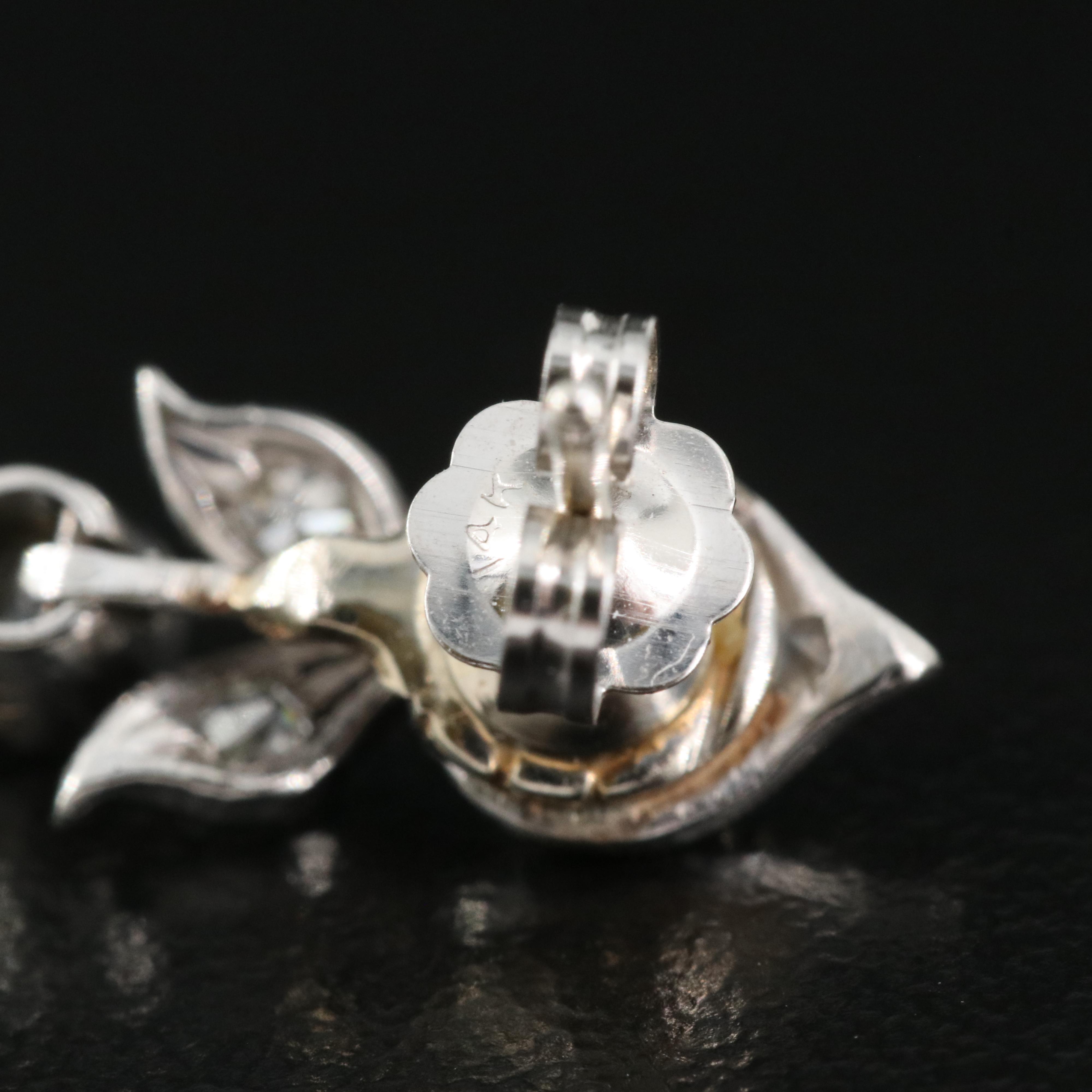 Vintage Platinum 2.30 CTW Diamond Flower Earrings