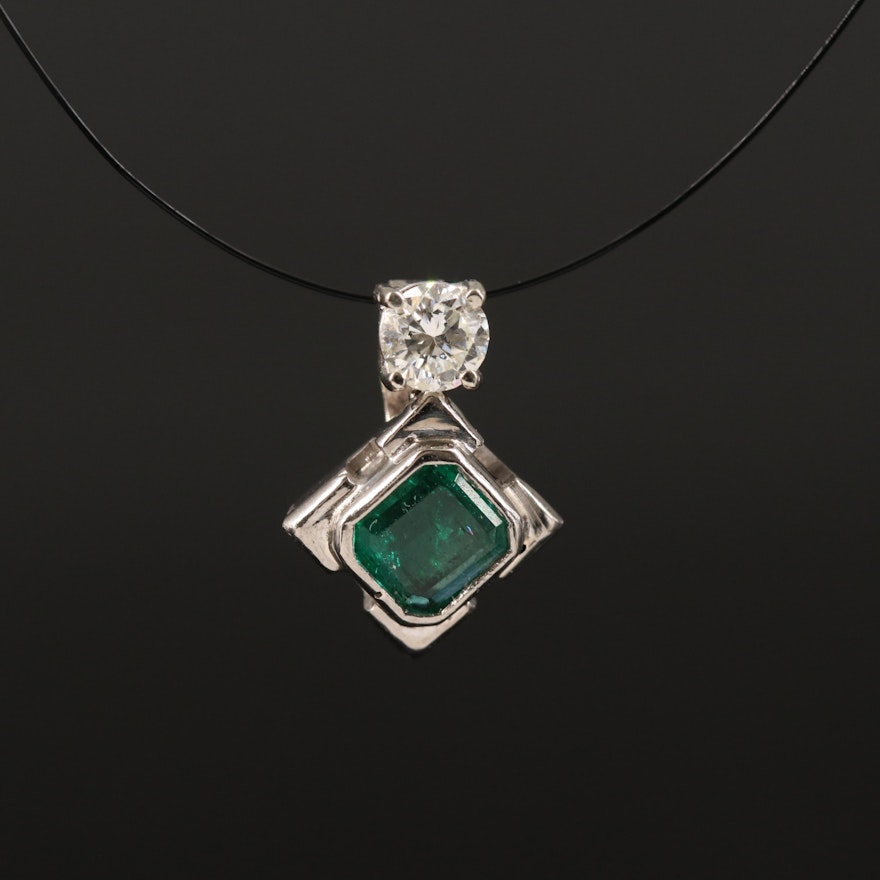 10K Diamond and Emerald Pendant