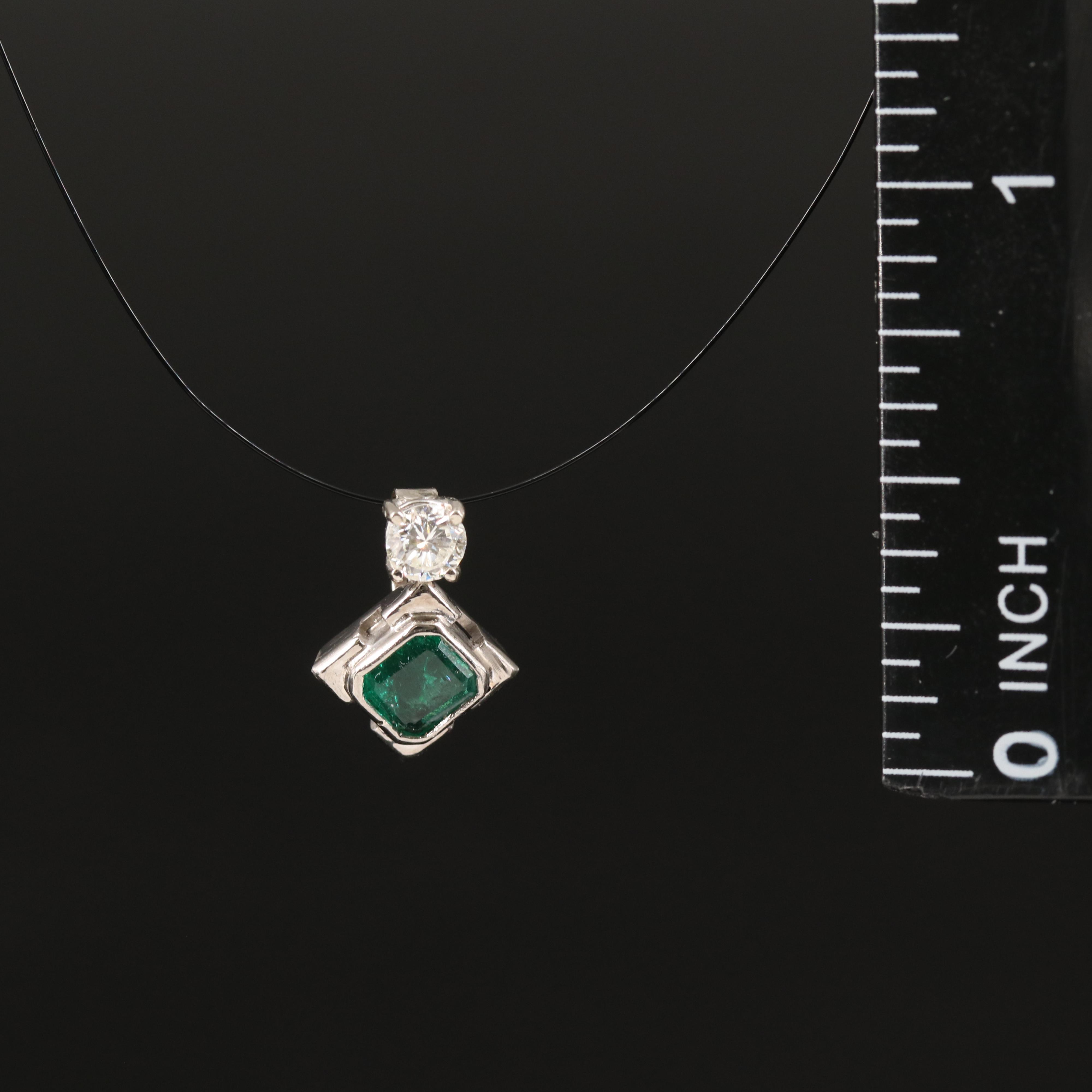 10K Diamond and Emerald Pendant